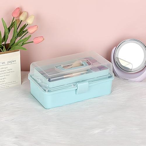 Miniatura 8 de BTSKY Caja de almacenamiento divisoria de plástico de 3 capas, organizador de manualidades y almacenamiento con espaciadores ajustables, organizador