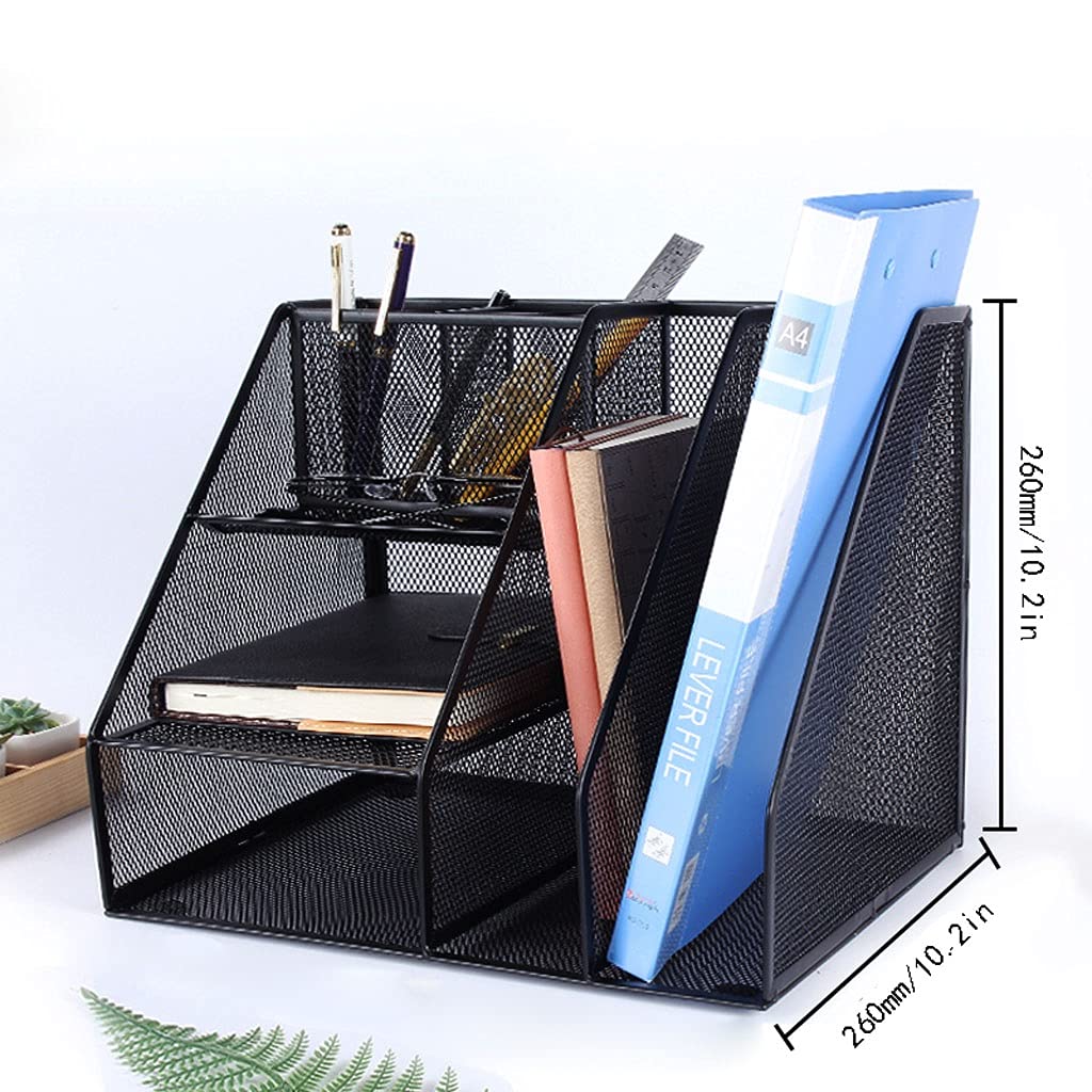 Portadocumenti cremagliera File Rack Desktop Laptop File Cartella Palette Trucco Maglia in Acciaio Steel Magazine File Sorter Documento Lettera Organize Rack per l'organizzazione e Lo stoccaggio
