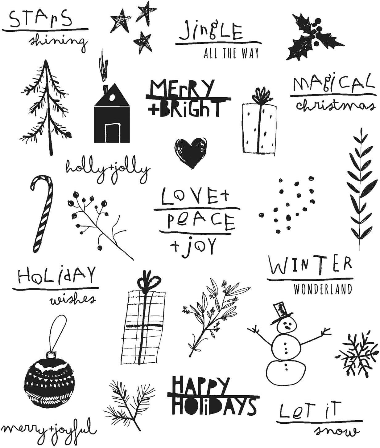 Stampers Anonymous Cling RBBR Stamp Set, Seasonal Scribbles