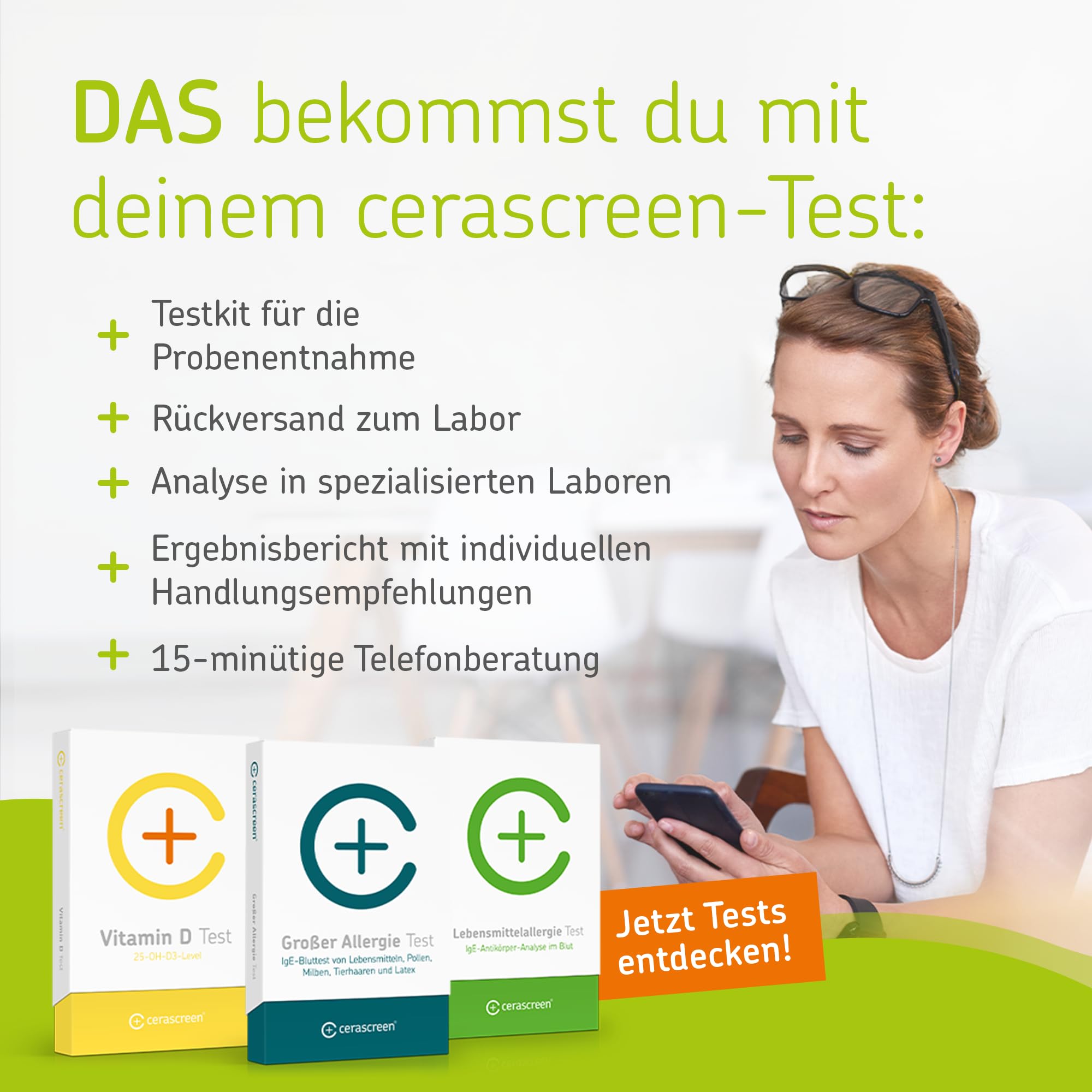 Lebensmittel-Reaktionstest von CERASCREEN – Allergien und Unverträglichkeiten von 40 verschiedenen Lebensmitteln testen | Weizen, Milch, Nuss | Professionelles Labor I Detaillierter Ergebnisbericht