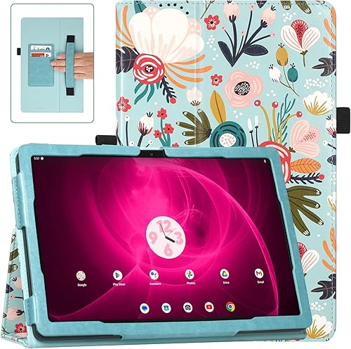 ACdream Funda para T-Mobile Revvl Tab 5G 2023, funda protectora delgada de cuero con función de encendido automático, correa de mano y ranuras para