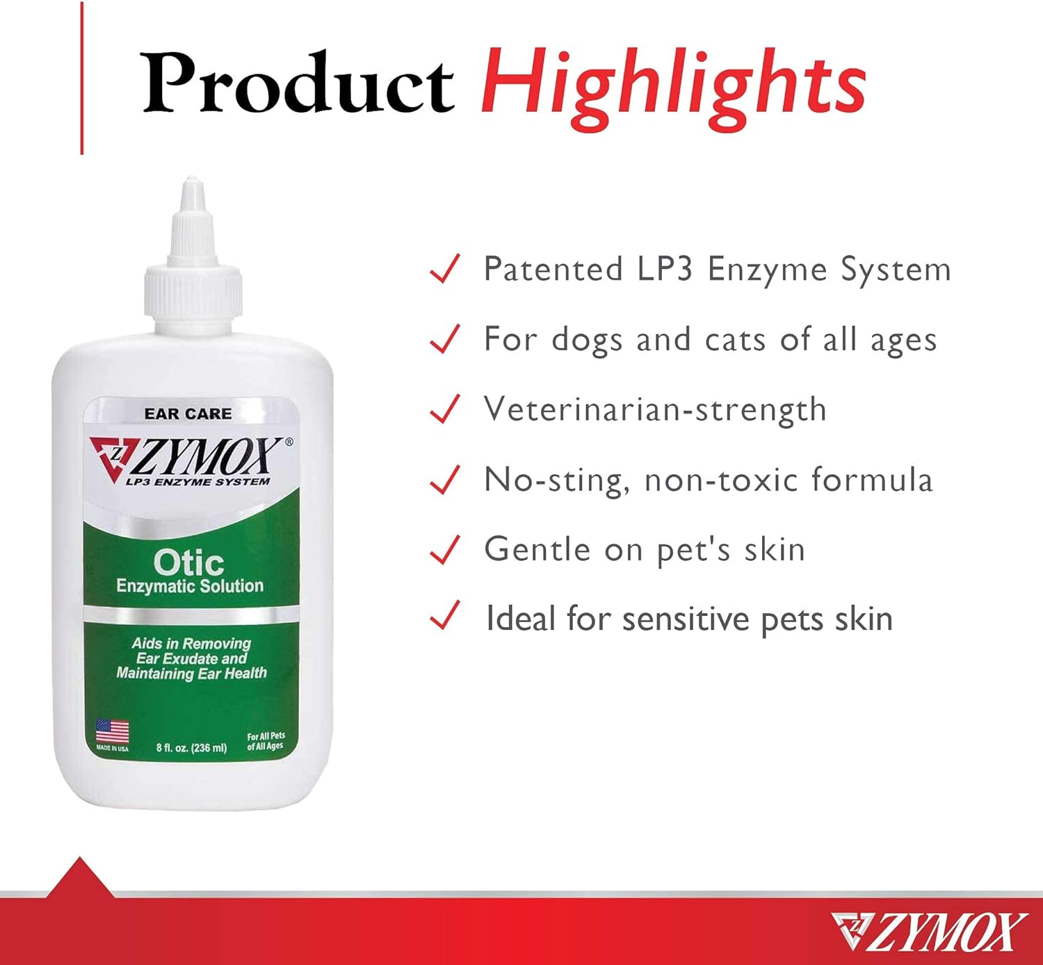 Pet King Brands Zymox Otic Enzymatic Solution for Dogs and Cats to Soothe Ear Infections Without Hydrocortisone for Itch Relief, 8oz : Pet Ear Cleaners : Pet Supplies