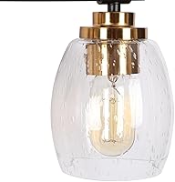 Vista 7 de Lámparas de tocador de baño, luces de tocador de oro negro con pantallas de vidrio sembrado, 2 luces, moderno, granja, baño, aplique de pared sobre