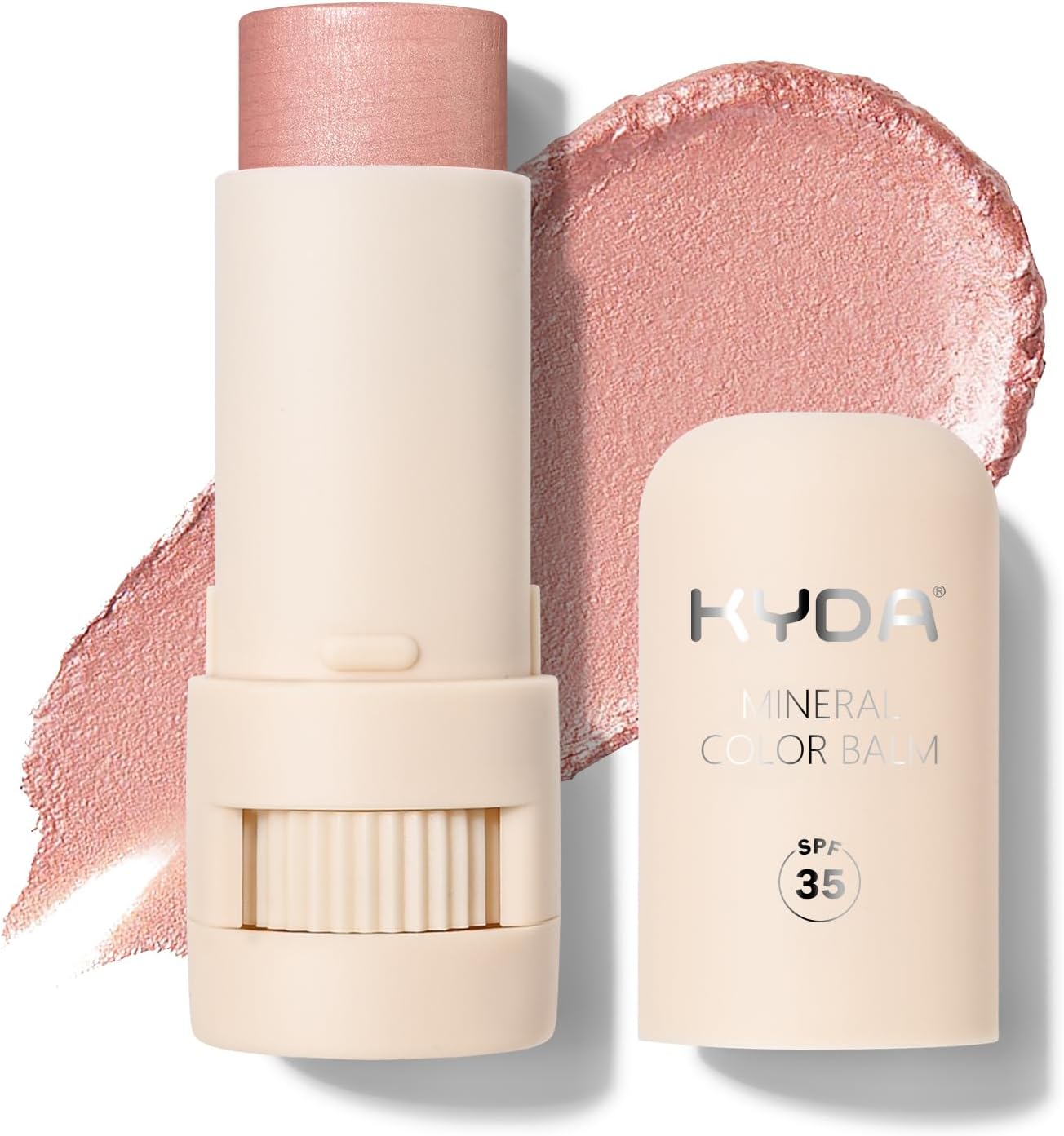 KYDA Mineral Color Balm, SPF 35, Creamy Blendable Color for Lips&Cheeks Tint, Buildable Shimmer Finish, Lightweight Formula, Multiuse Makeup Stick,BLUSH
