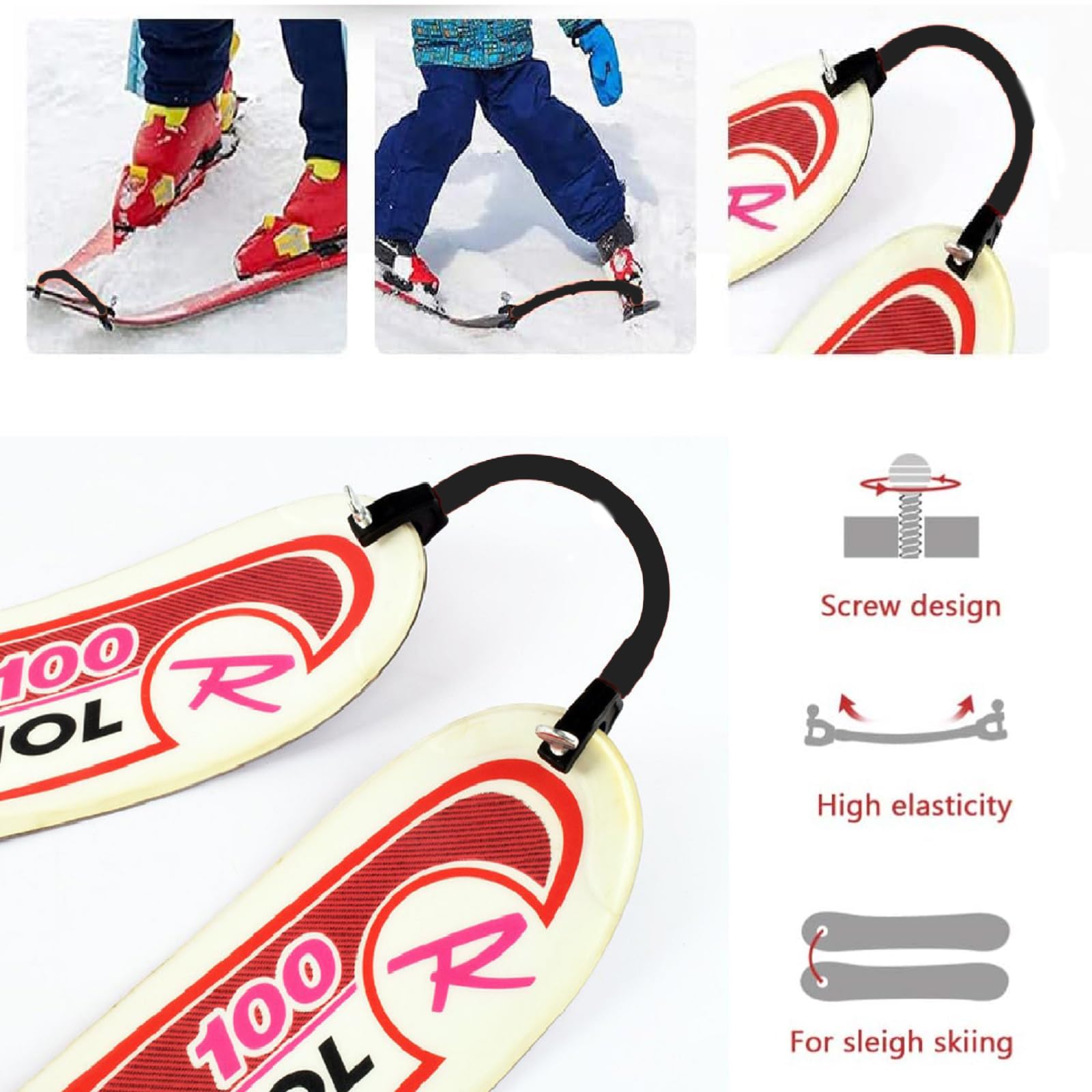 Entrenador de Conector de Punta de Esquí y Snowboard para Principiantes, Ayuda a Controlar la Velocidad (Negro)
