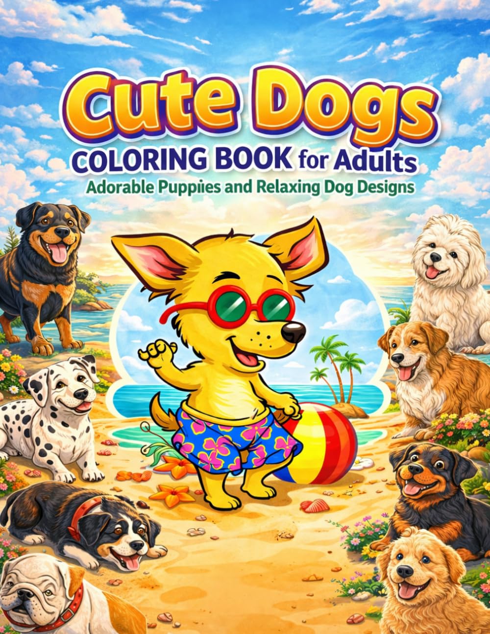 Cute Dogs Coloring Book for Adults: Adorable Puppies and Relaxing Dog Designs (Calm Animals Coloring Series)