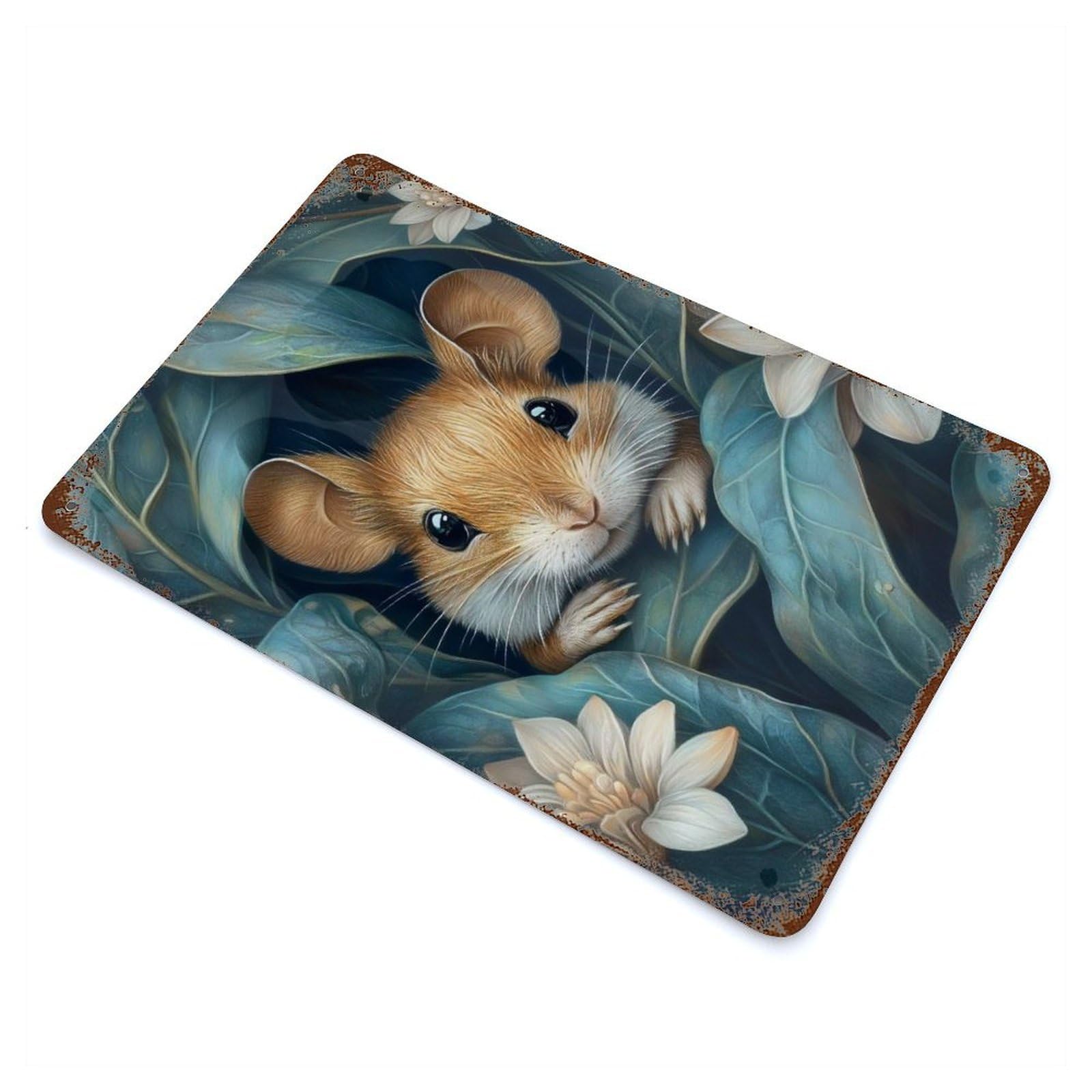 Mouse In Foliage Retro Metal Sign 11.8"x7.9", for Garage, Bar And Workshop Decor, Shabby Chic Decor