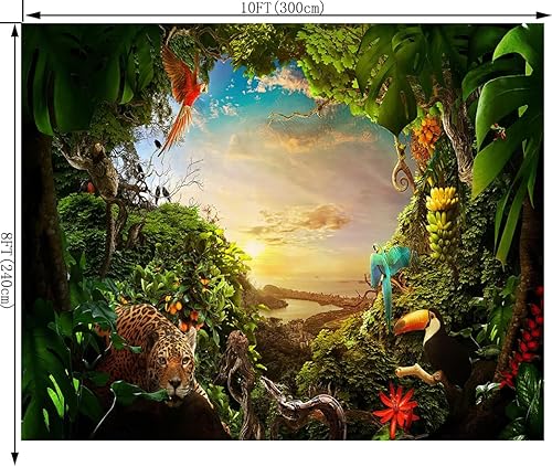 Miniatura 8 de Fondo de safari en la selva animación bosque para niños, fondo verde para fotografía, selva tropical, decoración de animales, celebración, fiesta,