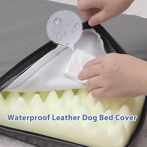 Miniatura 8 de Vonabem Cama grande para perro, impermeable, lavable, almohadilla XL de 42 pulgadas, de cuero duradero para exteriores, camas ortopédicas de espuma,