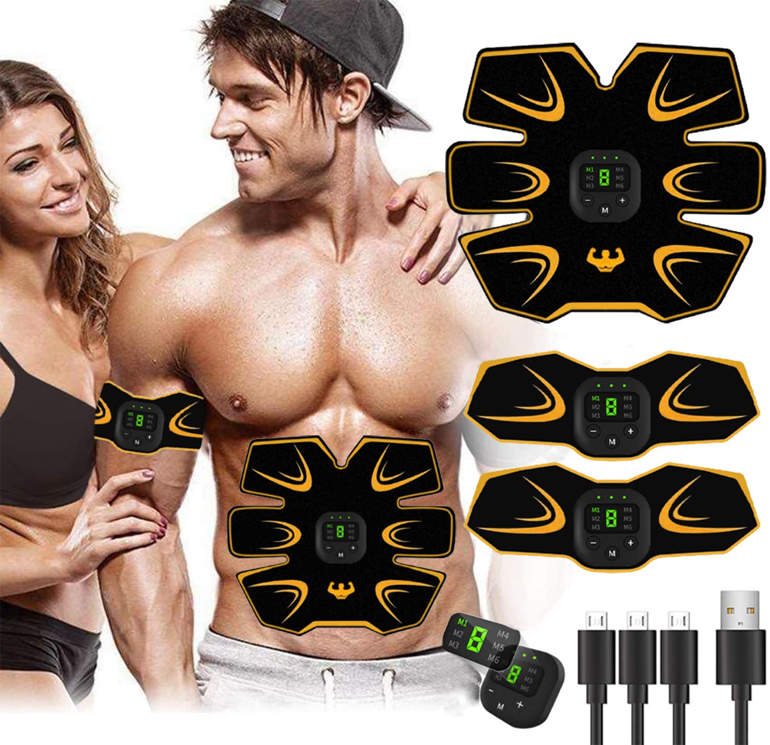 Elektrostimulator für Bauchmuskeln, ABS Stimulator EMS Muskel, Bauchgurt Elektrostimulator, 6 Modi und 9 Intensitäten, EMS Trainer für Männer Frauen Bauch/Arme/Beine