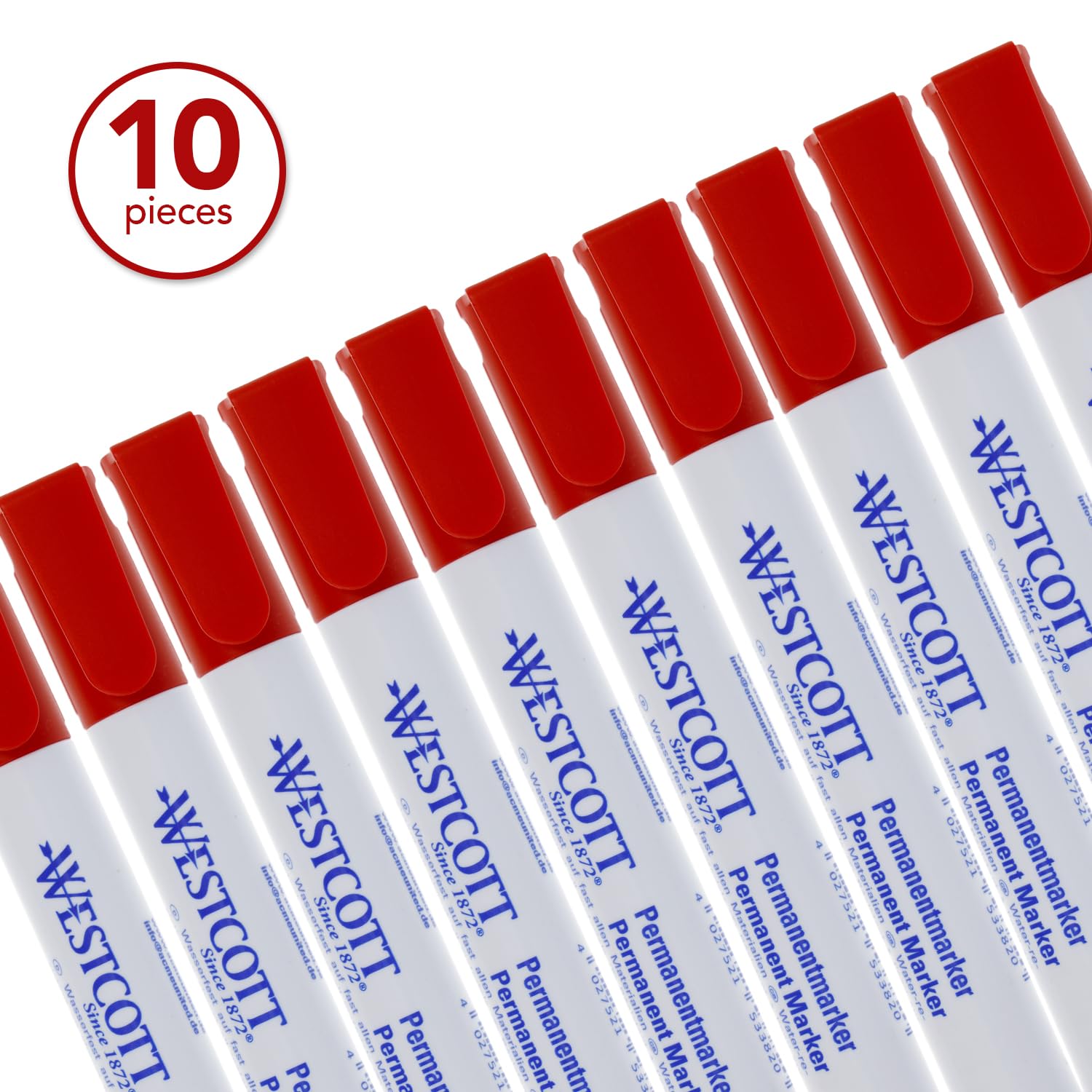 Westcott Permanent Marker 10 pieces Red, 1 count (Pack of 10) - Image 3
