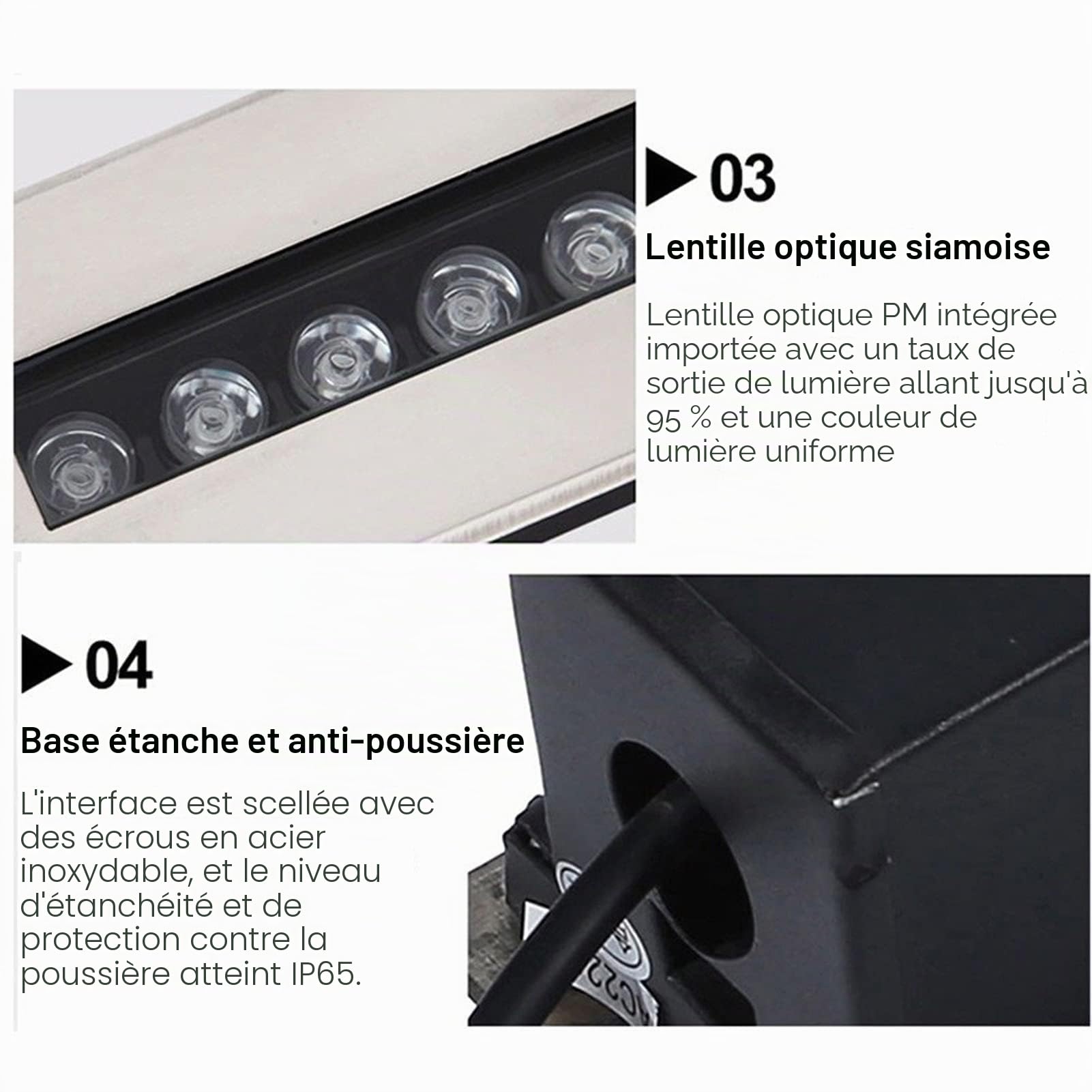 Spot LED Encastré Rectangulaire Linéaire for Extérieur, Éclairage De Jardin, Éclairage De Couloir, D'allée, D'escalier, Étanche IP67(Warm White,85-245V(9W))