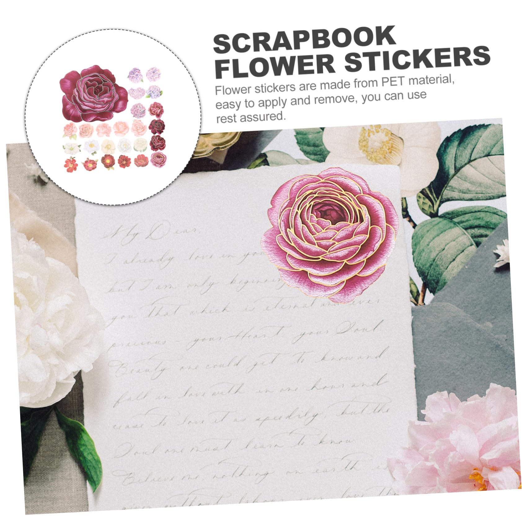 ARTIBETTER 3 Set Adesivi Floreali Decorativi Per Scrapbook E Laptop Adesivi Estetici Per Decorare Bottiglie E Variopinti 50 Pezzi*3