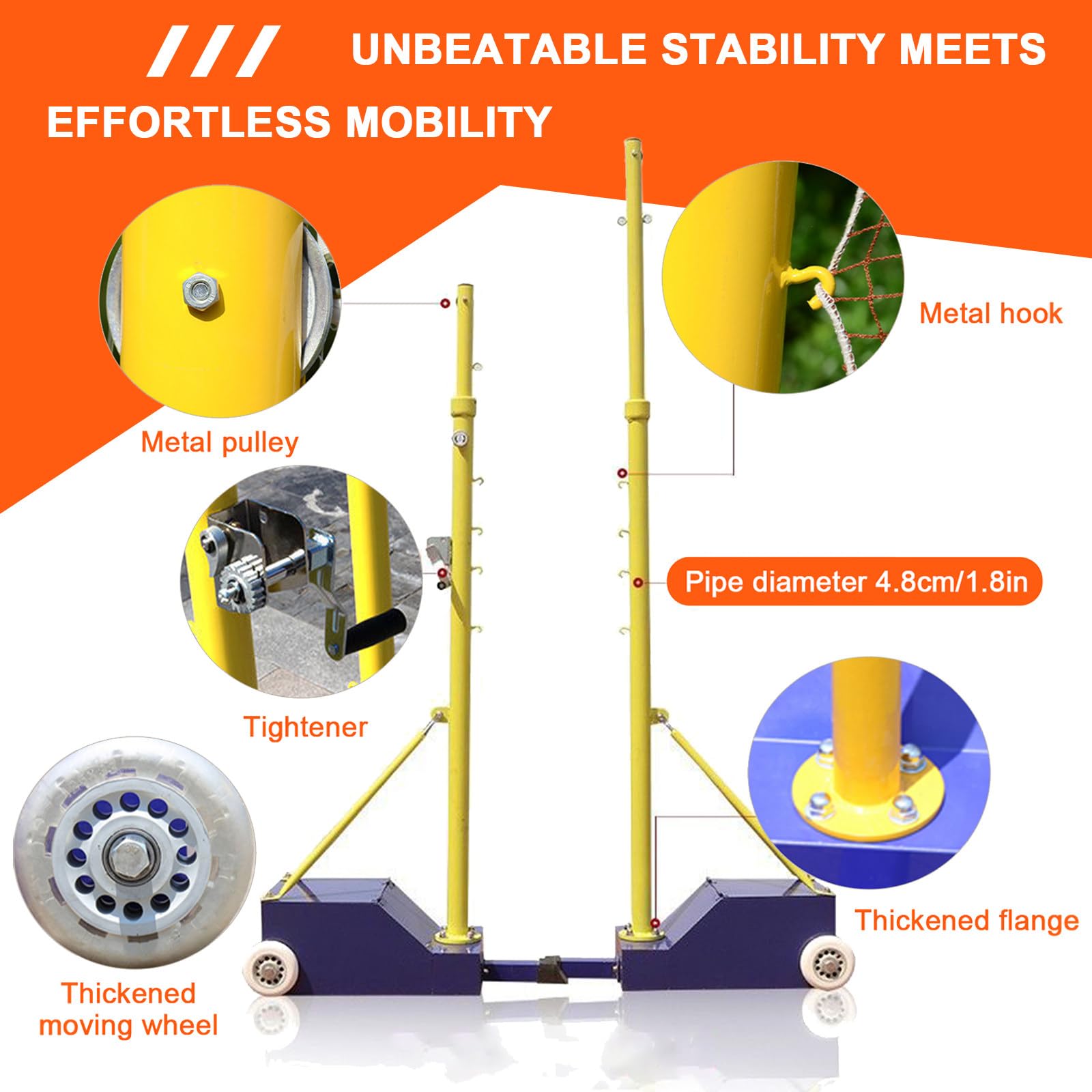 Rete da badminton e pallavolo, altezza regolabile 1,5-2,1 m, rete portatile autoportante per sport indoor o outdoor, ideale per attività in giardino o in spiaggia