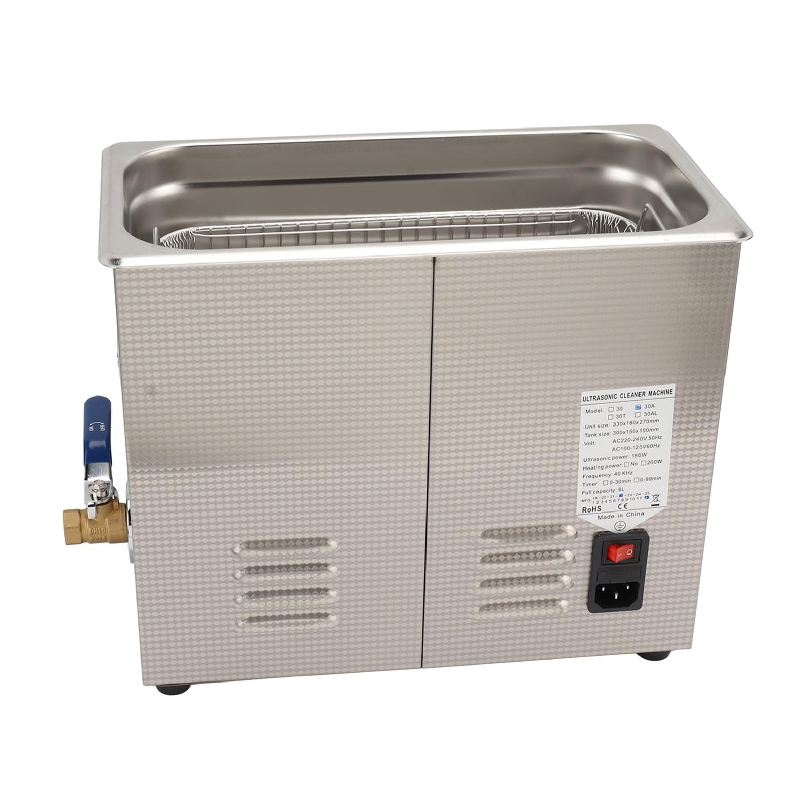 Pulitore a ultrasuoni, Funzione Di Riscaldamento Della Rondella Del Detergente For Dischi In Vinile Ad Ultrasuoni 6L Macchina For La Pulizia For Laboratori