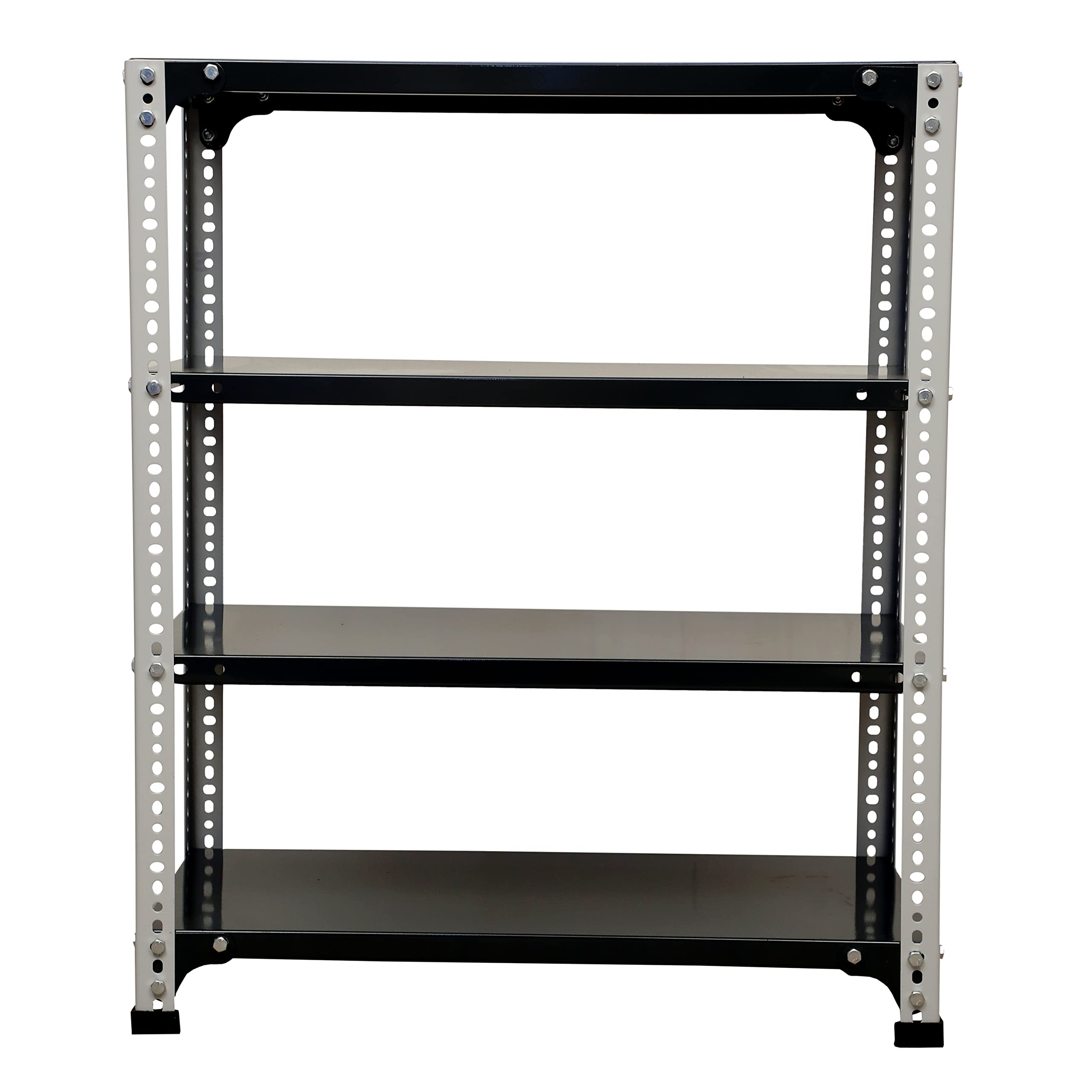Mil-Nil Prime CRC Sheet 4 Shelf 24 Gauge Multipurpose Slotted Angle Rack | Adjustable Shelf Hight Rack for Home & Kitchen (36x30x15 Inch, 11.6 Kg, Grey/Havels) 16 Gauge Angles-image-12