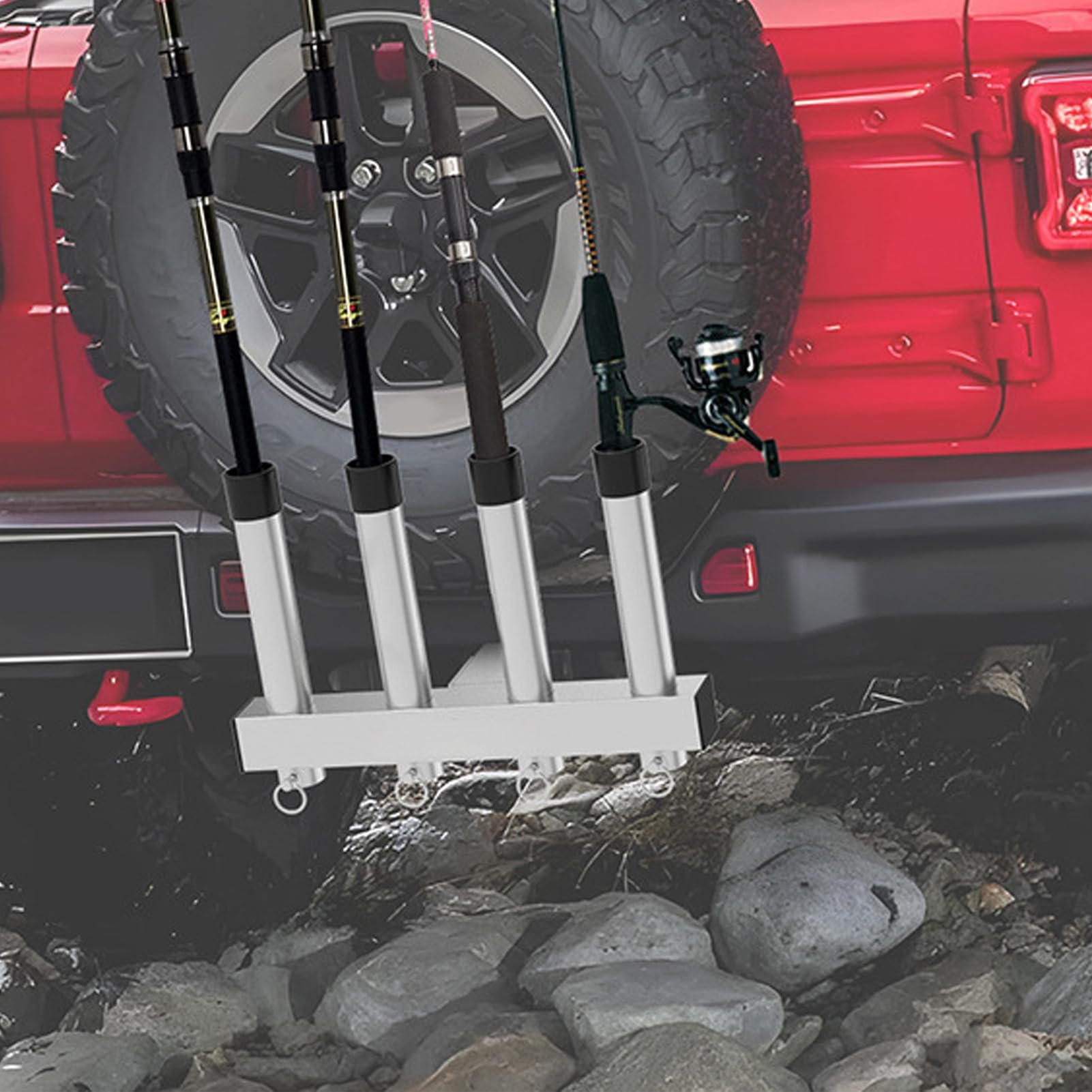 Soporte de barra de pesca para coche, soporte para barra de pesca para montaje en camión, soporte vertical de acero inoxidable, accesorios para fitness y exteriores para coche, organizador de coche