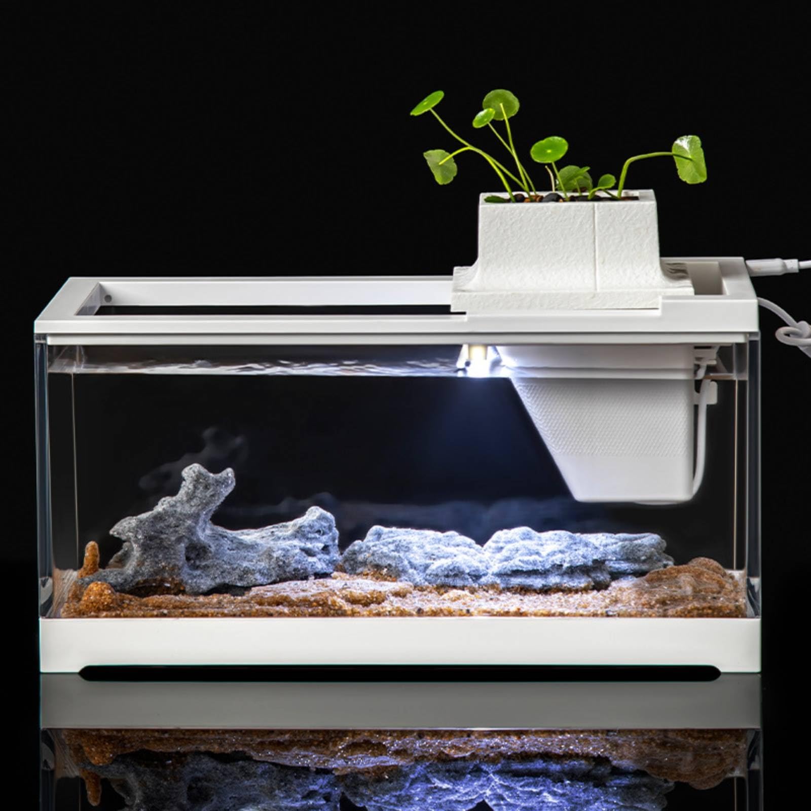 predolo Decorazione Acquario Roccia Scenica Terreno Ornemento con Piattaforma Rettangolare E Superficie a Strati in Arenaria Resina per Scenografia, Strati Di Roccia