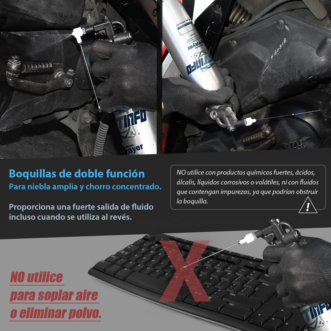 FIRSTINFO A1638L | Pulverizador recargable de aluminio 1 L | Envase vacío tipo aerosol | Presión máxima 140 PSI | Con boquilla de doble vía | Herramienta para mantenimiento y lubricación