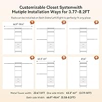 Vista 4 de Metal Closet System, 4FT-8FT Closet Organizer System with 4 Expandable Hanging Rods and Metal Tower,79"H Walk in Closet System with 2 Drawers and