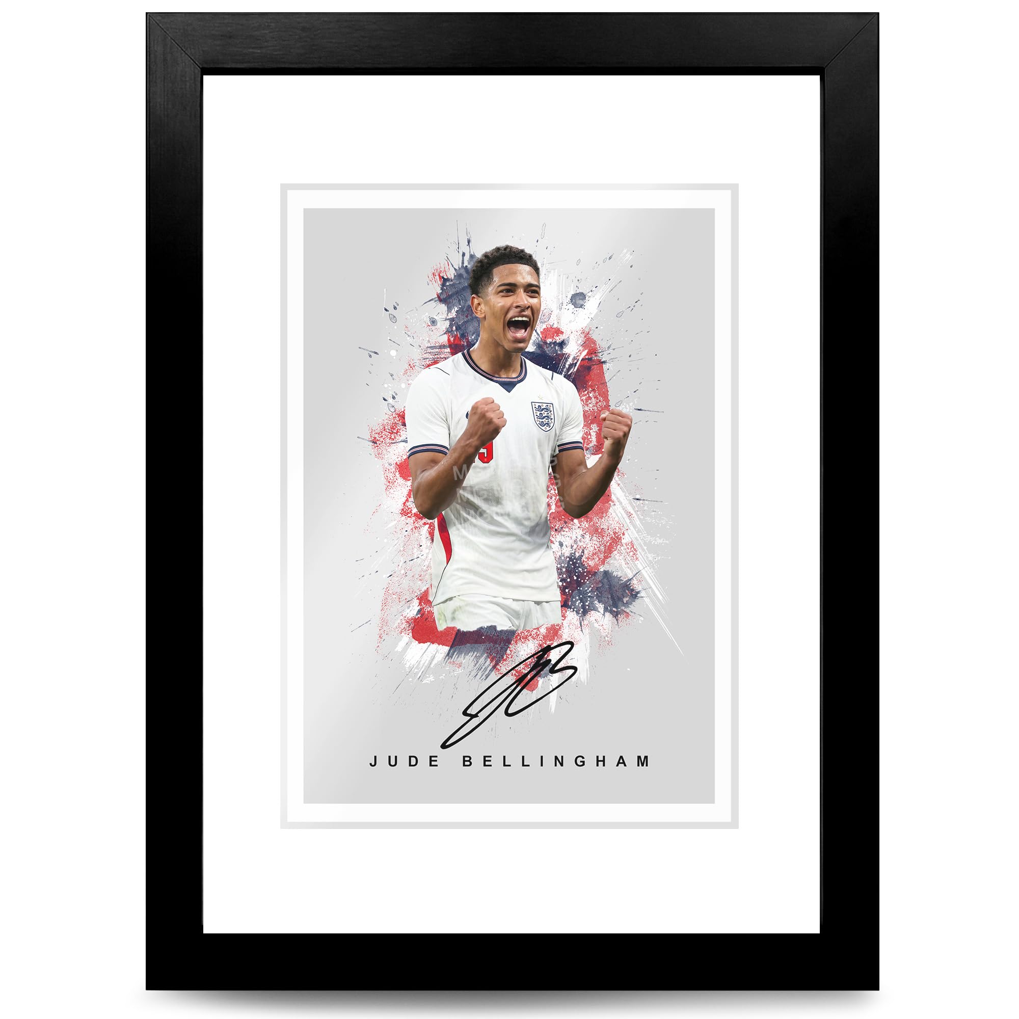 Jude Bellingham Real Madrid Signed Photo Poster A4/A3 Print Picture Display Framed Autograph Memorabilia for Football Fans Gift England (England, Grey A4 framed & mounted)