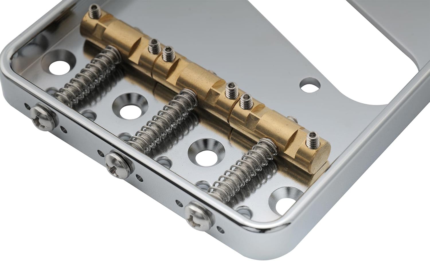 Musiclily Ultra 54mm(2-1/8 inch) Full Solid Aluminum Plate Vintage Tele Bridge with Brass Compensated 3-Saddle for Telecaster Style Electric Guitar, Chrome