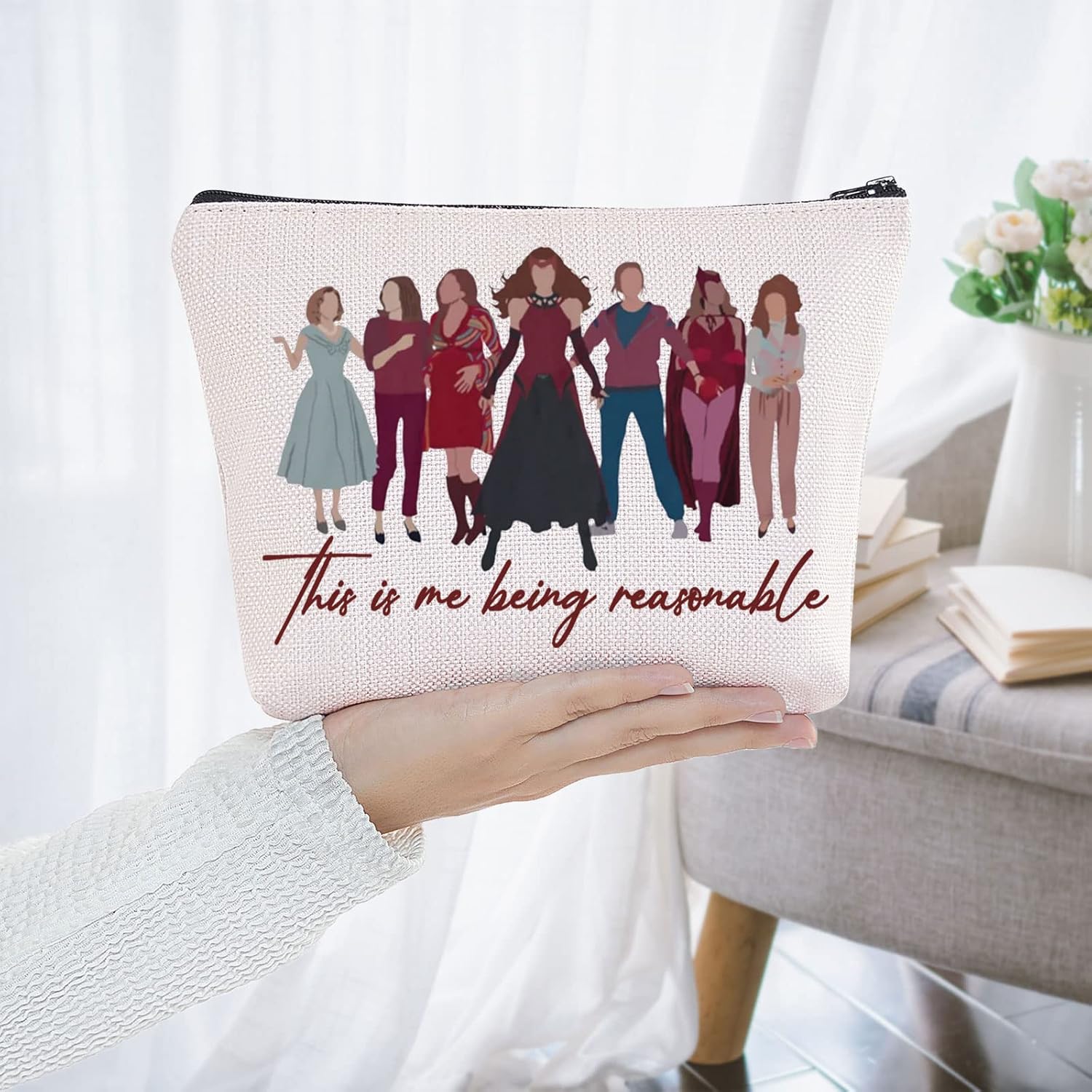 BWWKTOP Wanda Witch Cosmetic Makeup Bag Witch Movie Fans Gifts This Is Me Being Reasonable Zipper Pouch Bag For Movie Fans (Being Reasonable) - Image 6