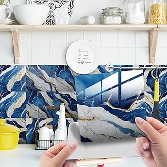 Marble Tile Stickers Vintage Floor Wall Decal Sticker Adhesive Tile Art DIY Kitchen Bathroom Backsplash Home Decor PVC Waterproof Oil Proof New 4x4 Inches 20pc