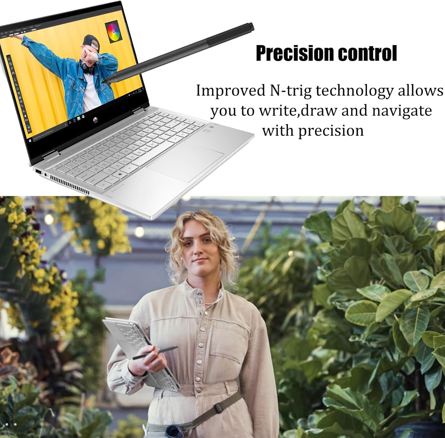 Tilt Pen per HP Tilt Pen (2MY21AA) - Penna stilo digitale, 2 tasti programmabili, Bluetooth, ricaricabile, colore: Nero