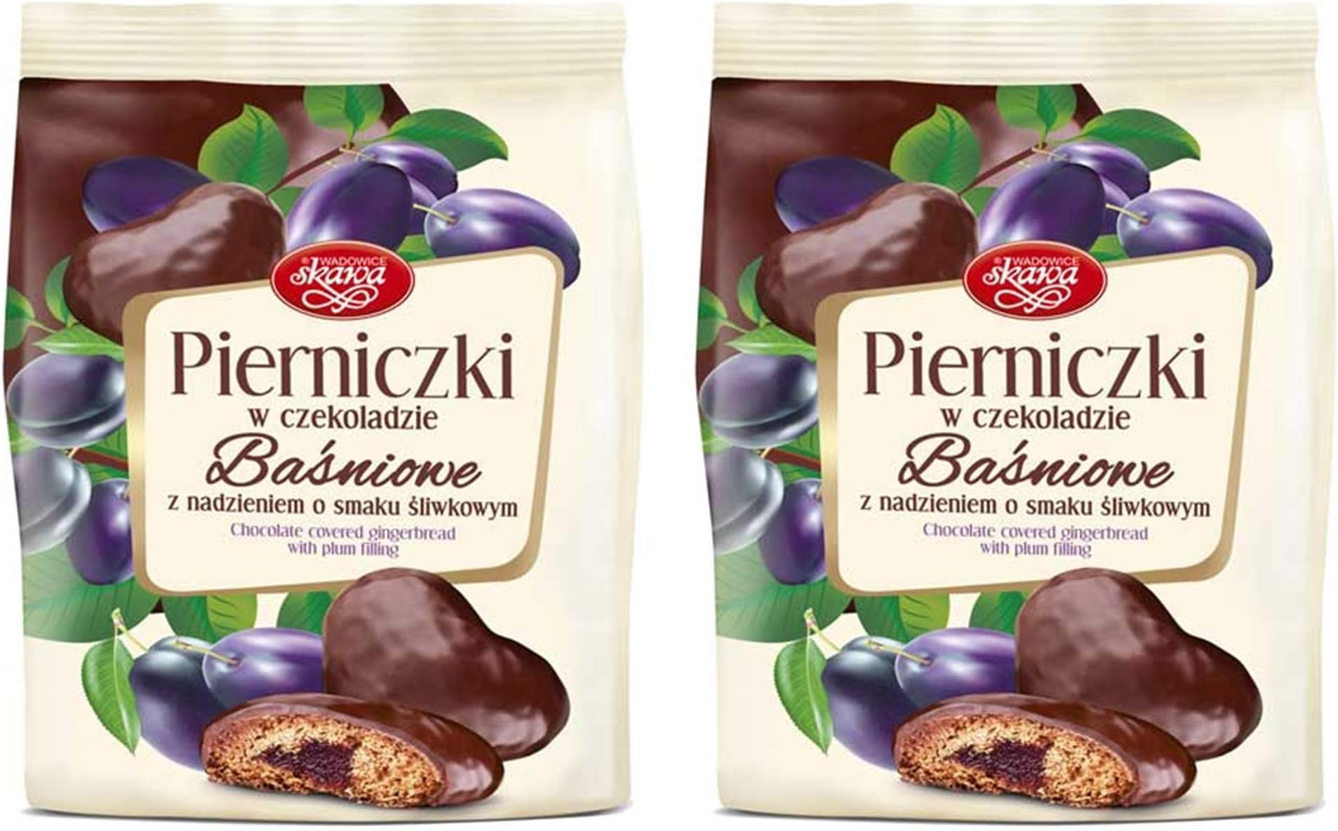 GINGERBREAD CHOCOLATE COVERED WITH PLUM FILLING PIERNICZKI Z NADZIENIEM SLIWKOWYM SKAWA 5.3OZ (150G) 2 PACK