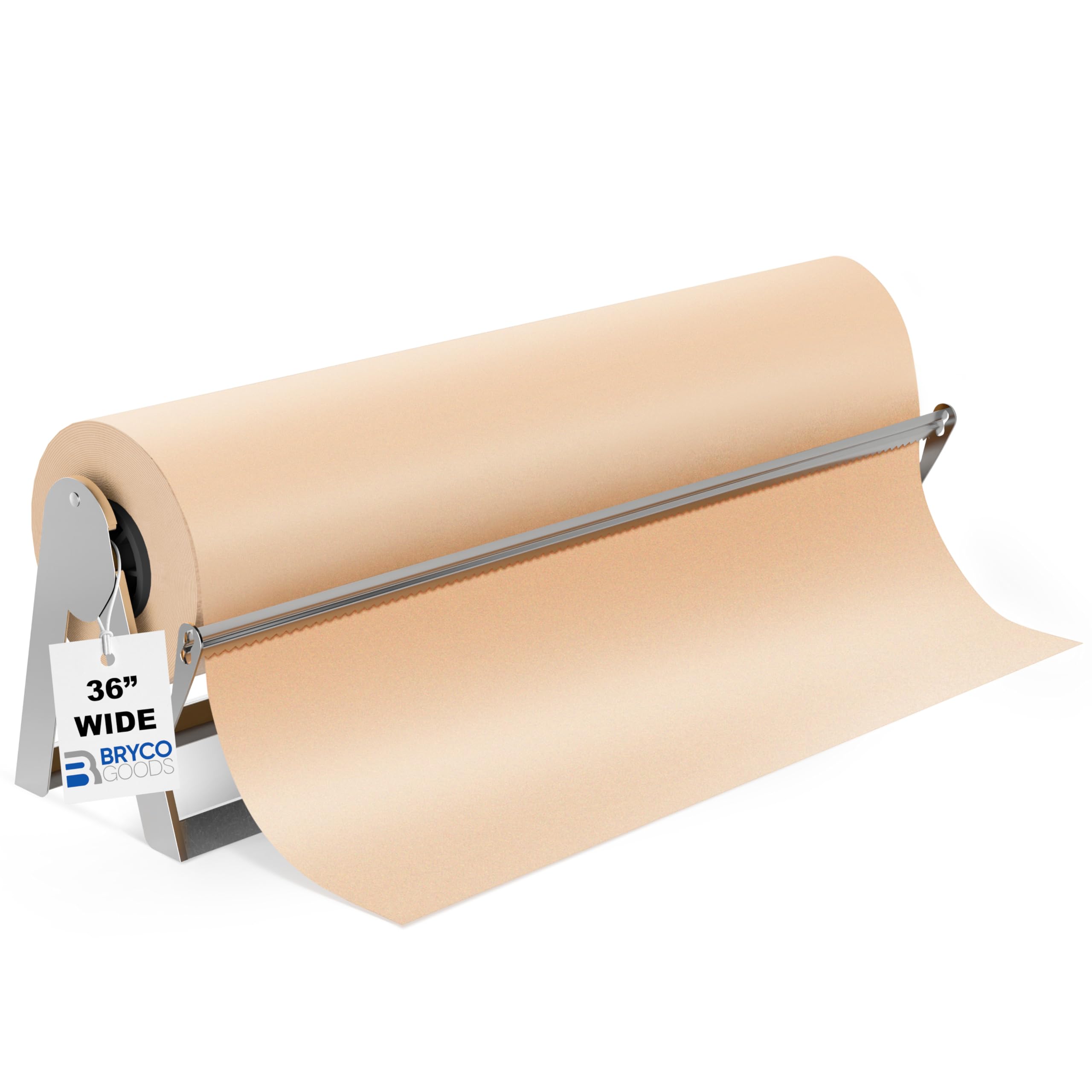 Bryco Goods - Dispenser e taglierina per rotolo di carta da 91,4 cm, realizzato in robusto telaio in acciaio e lama affilata. Tiene, dispensa e tagli. Montabile a parete e piano del tavolo antiscivolo