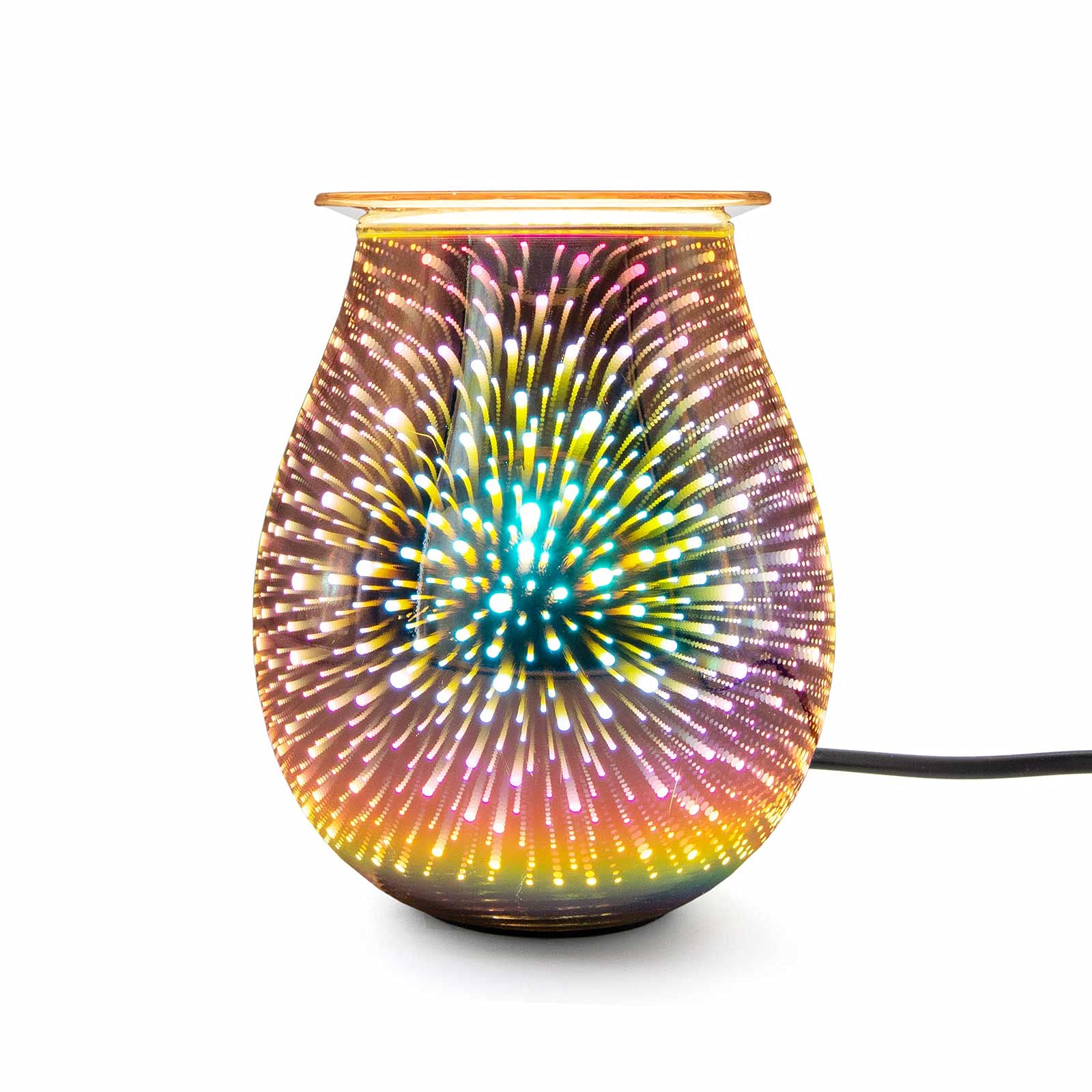 Candle-Brothers Elektryczna lampa zapachowa "Jupiter" z grą barw I Elektryczna lampa zapachowa do meltów w nowoczesnym wzornictwie światła 3D do domu I w zestawie żarówka i zdejmowana wkładka szklana