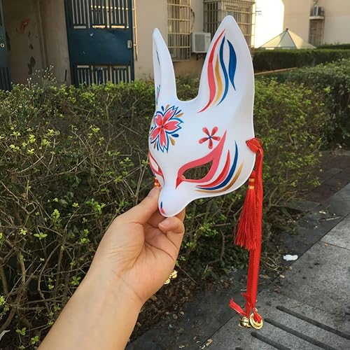 Miniatura 4 de YangYong Máscara de Kitsune de conejito, tradicional japonés, cosplay, conejo, zorro, kabuki, kimono, accesorios para disfraz, decoración