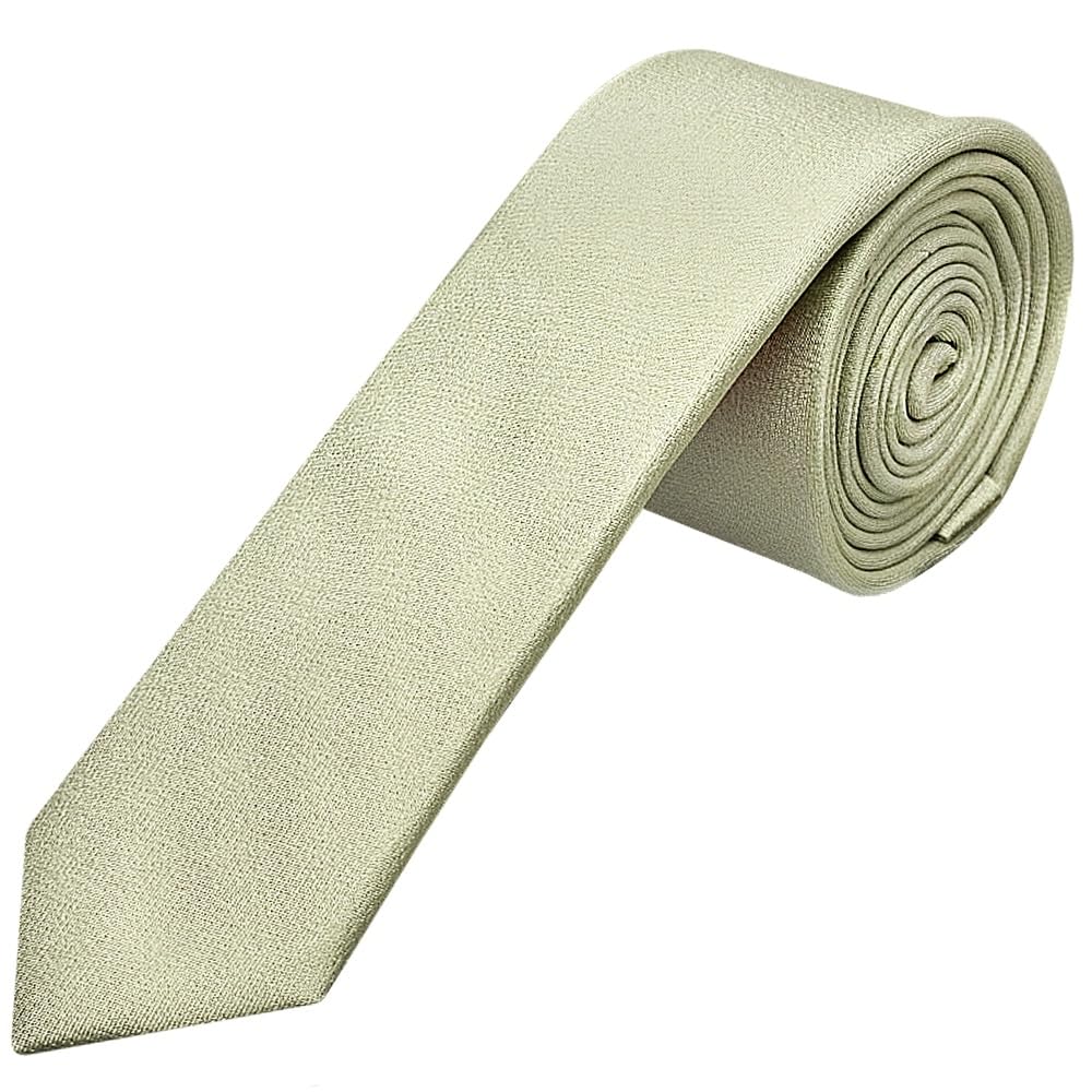 Ties R Us Men's Sage Green Plain Silk Skinny Tie