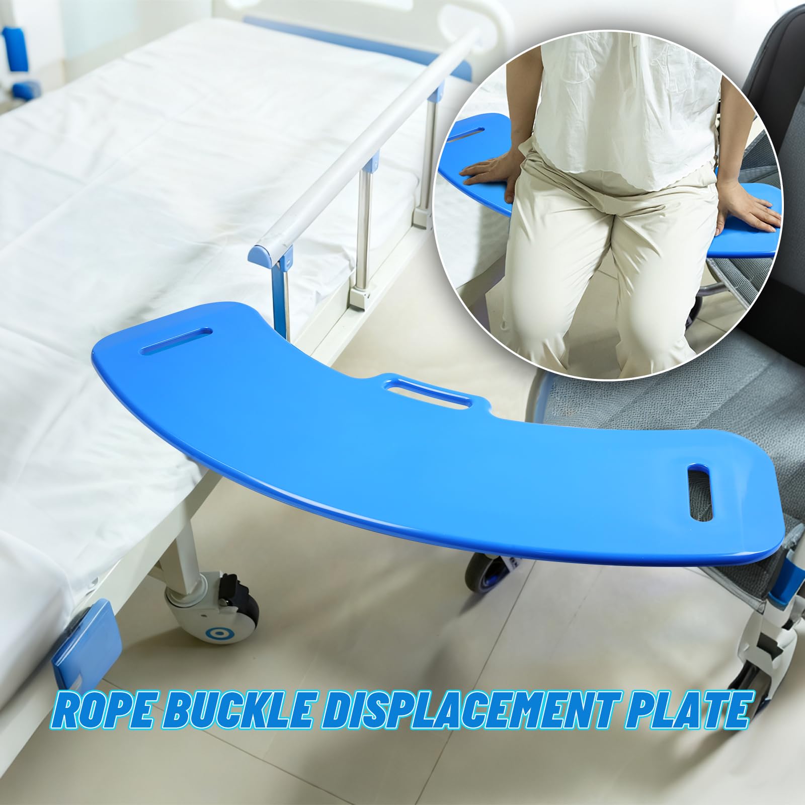 Tabla de transferencia con 2 hebillas de cuerda y asa, soporta hasta 150 kg | Patineta antideslizante para trasladar al paciente de silla de ruedas a cama, inodoro, coche, etc
