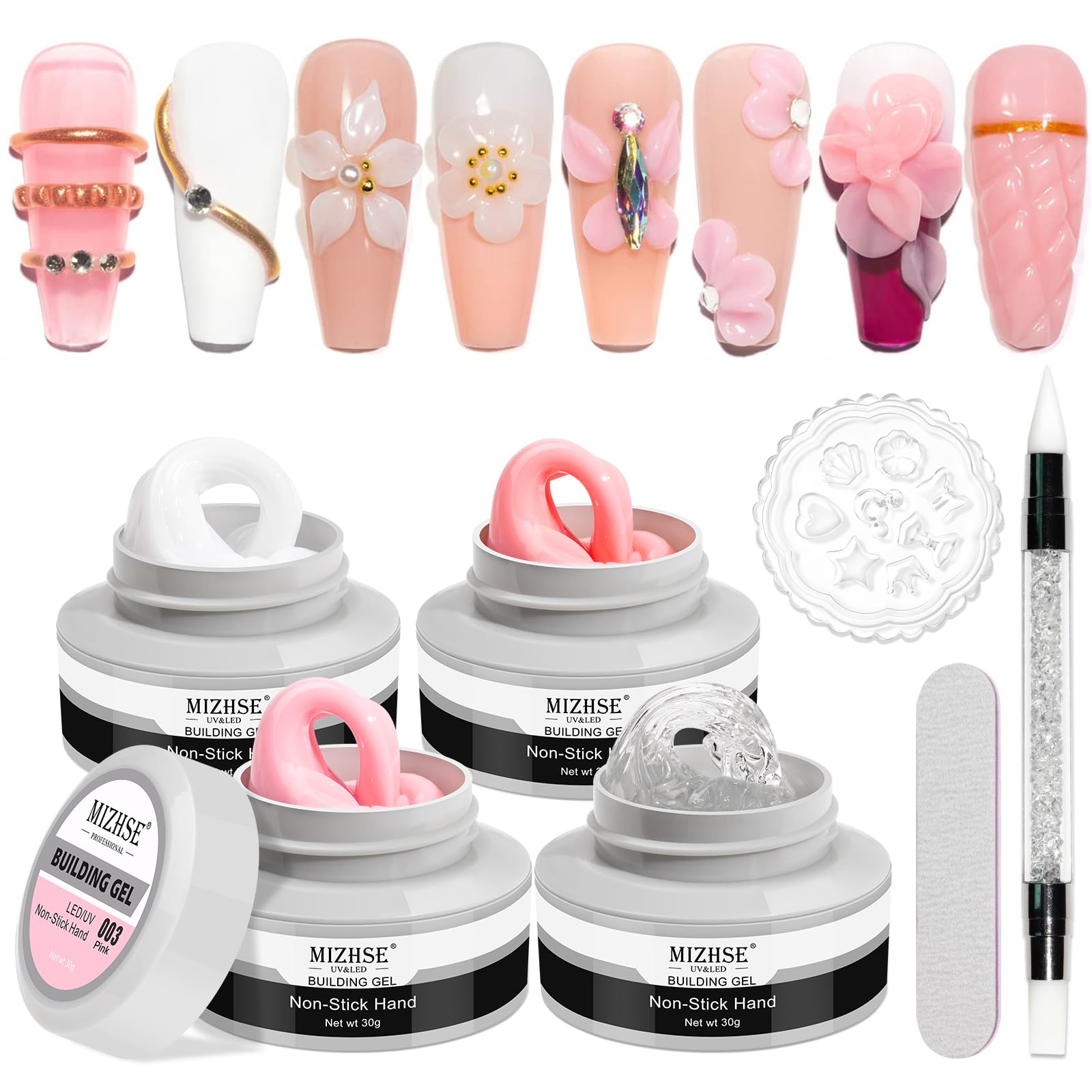 Amazon.com : MIZHSE 3D Nail Gel Nail Art Sculpture, Non-Sticky 4