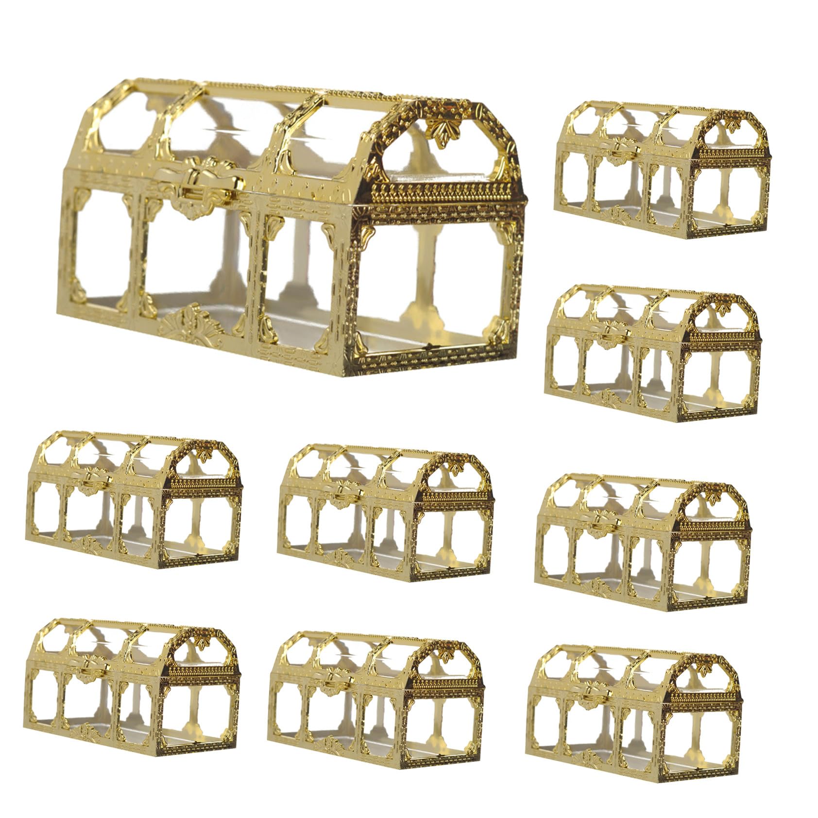 Scatoline Confetti Matrimonio 12 Pezzi in Plastica Oro a Forma di Forziere Chiusura a Ribalta per Confezione e Conservazione Dolci per Feste e Compleanni