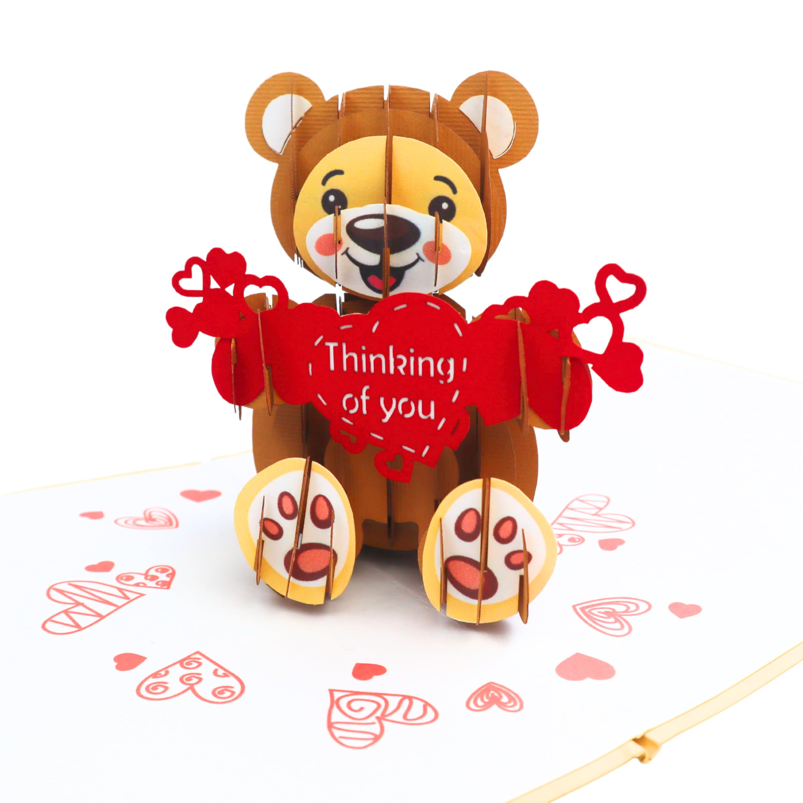 CUTE POPUP Adorable Teddy Bear Thinking of you 3D Pop Up Birthday Card, Surprising Present, Thoughtful Keepsake for Couple, Wife and Friends
