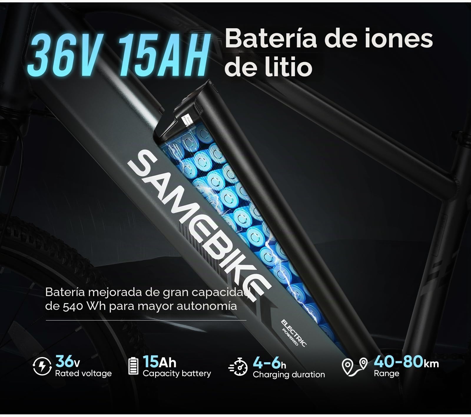 SAMEBIKE Bicicleta Eléctrica de Montaña 27.5 Pulgadas 36V15AH Batería Extraíble Pedal Asistido Bicicleta Eléctrica de Montaña Urbana Ebike Adultos