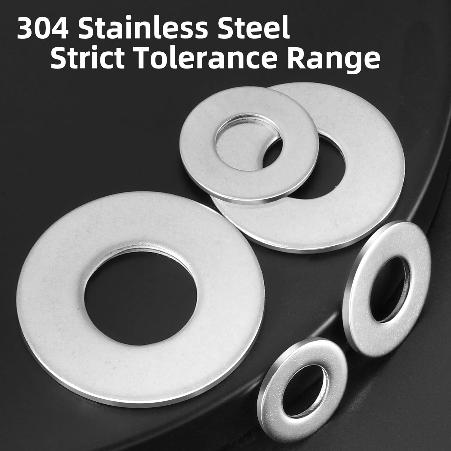 VGBUY 275PCS Washers Assortment Kit, Thickened 304 Stainless Steel Flat Washers for Screws, Asorted Metal Washers for Bolts, SAE Hardware Washers Set #8, 10, 1/4, 5/16, 3/8, 1/2