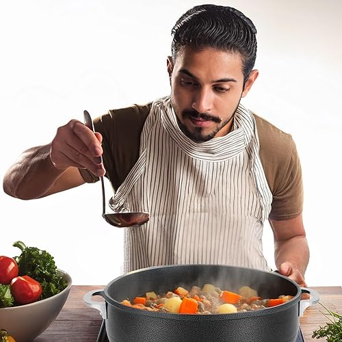 Miniatura 3 de Alpine Cuisine Caldero antiadherente de 7 cuartos de galón con tapa de vidrio  Horno holandés de aluminio multiusos para estofar - Hervir - Guisado