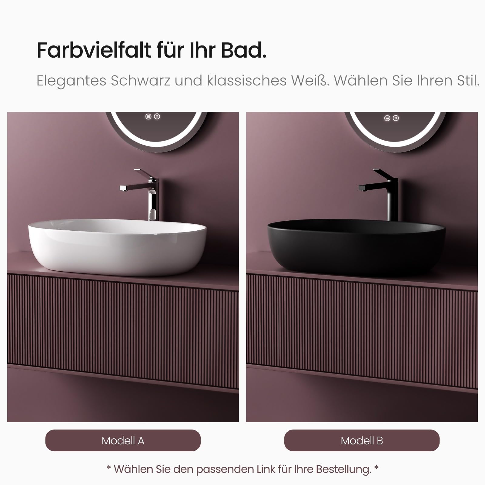 EMKE Waschbecken – Aufsatzwaschbecken Oval, 60 x 41,5 x 14,6 cm, Weiß, Kratzfest Waschbecken Bad, Leicht zu Installieren & Reinigen, Waschtisch für Bad & Gäste-WC