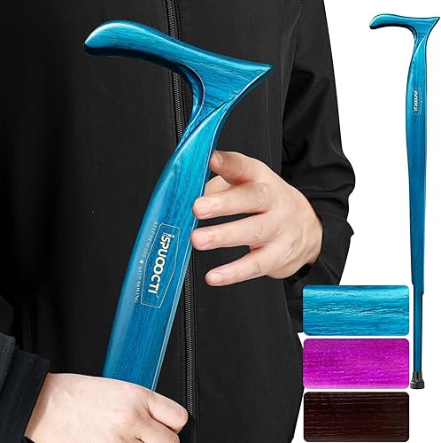 Miniatura 14 de Bastón de madera para hombres y mujeres, madera maciza natural, 3 puntas de goma, resistente, con bolsa de viaje, bastón de madera, bastones Madera