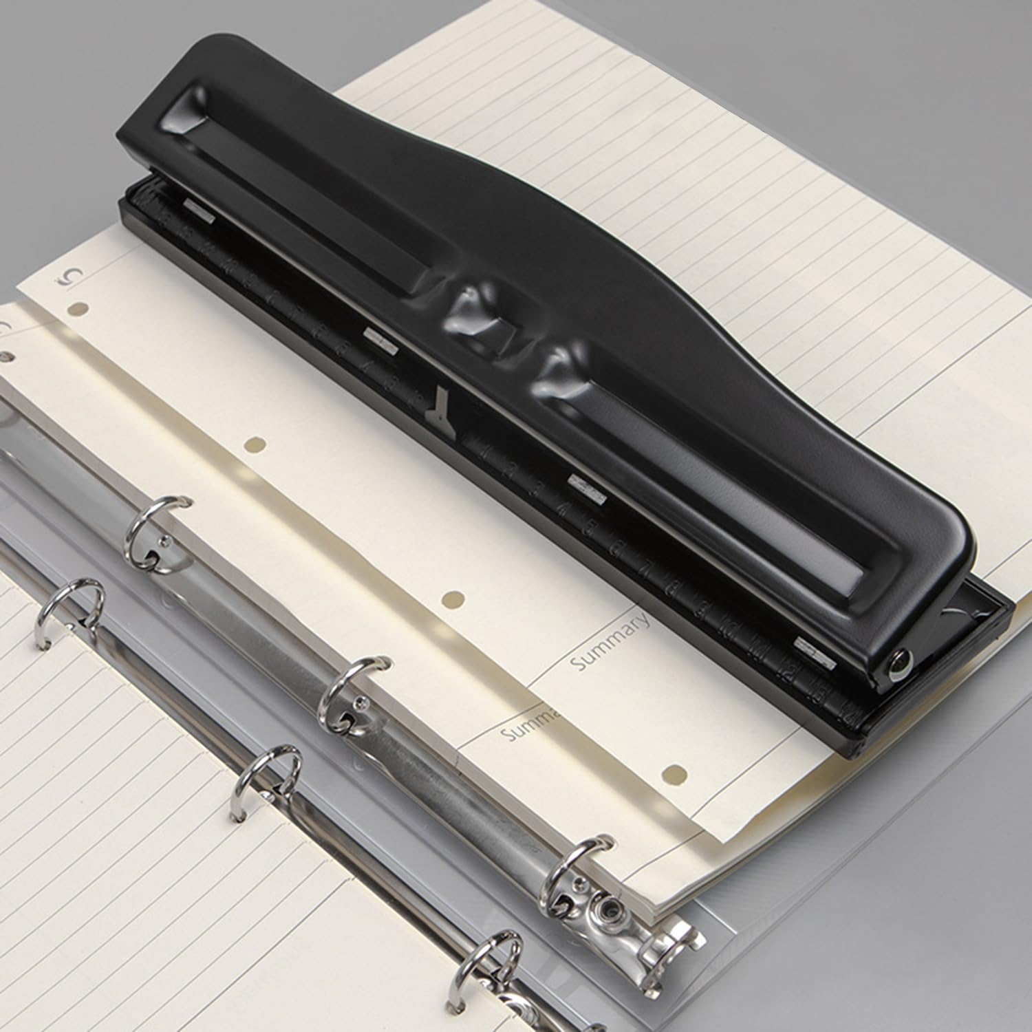 Noir Perforateur Réglable 4 Trous, Adapté à Différents Types de Papier - Reliure Pratique