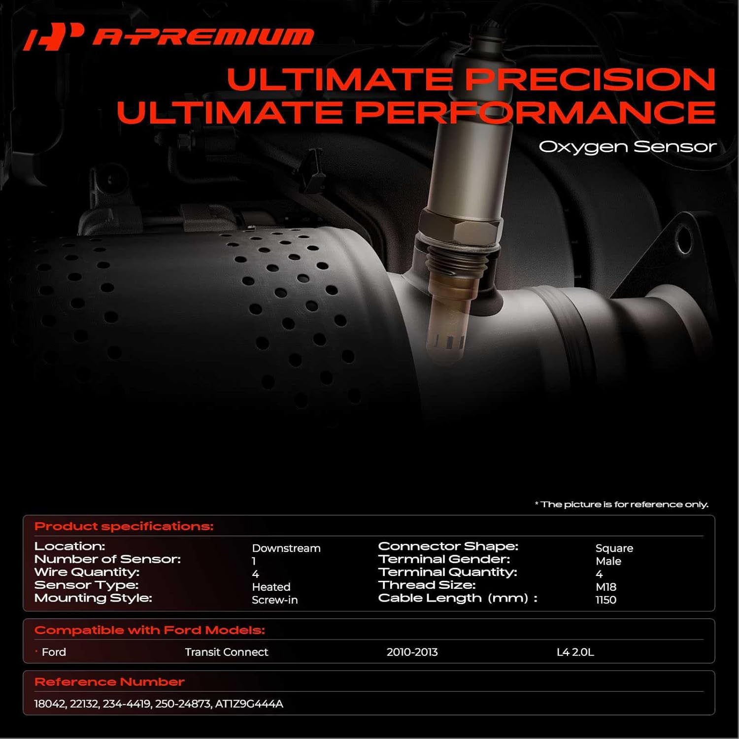 A-Premium O2 Oxygen Sensor Compatible with Ford Transit Connect 2010-2013 L4 2.0L, Downstream