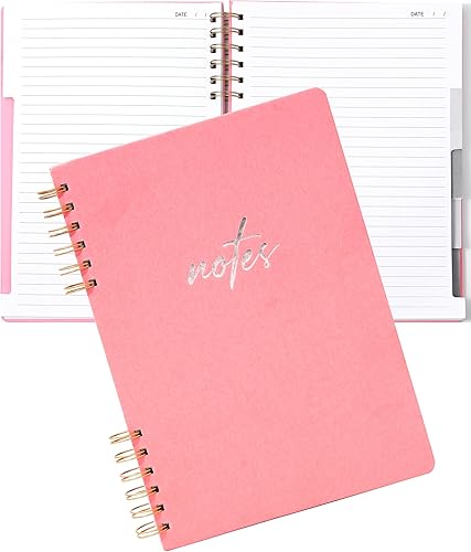 Yoment Cuaderno de espiral con pestañas de 8 x 10 pulgadas, cuaderno de espiral de tapa dura con divisor de 5 asignaturas, cuaderno de espiral