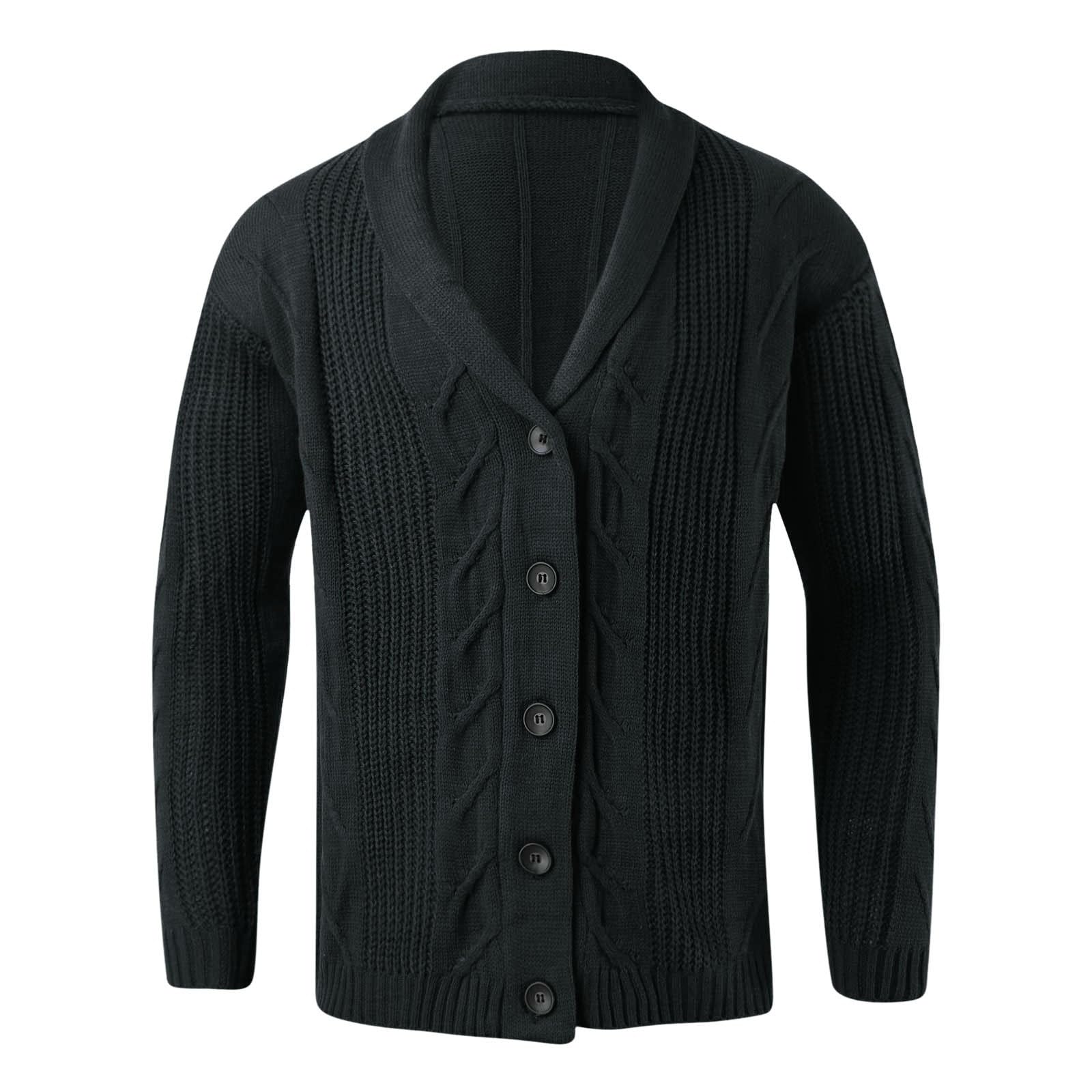 Jersey Hombre Cardigan, Chaqueta con Botones Hombre Mangas Largas con Botones Y Solapa Cálido Chaqueta De Punto Informal Bloques De Color Suave Y Cómodo Chaqueta De Entretiempo De Punto