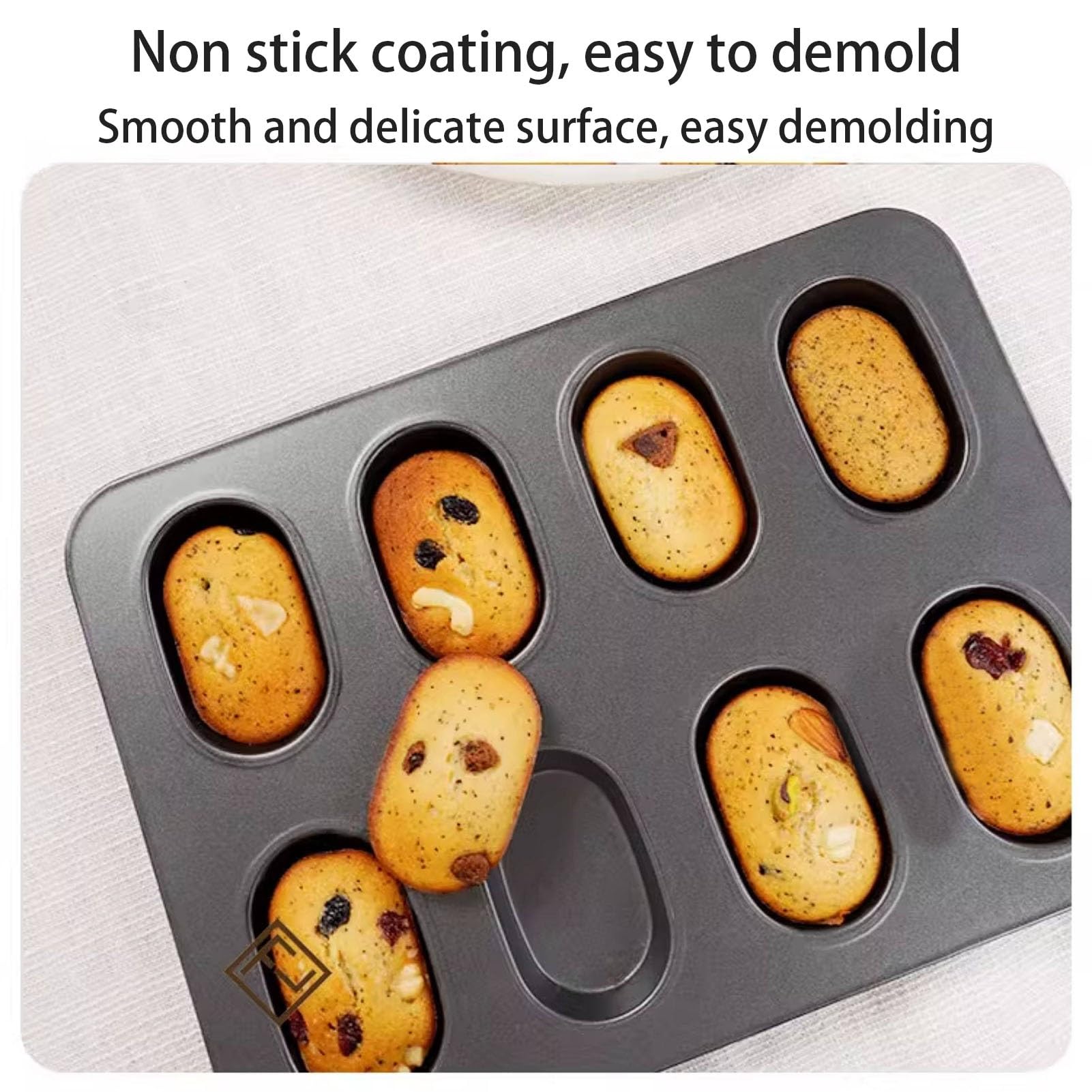 Molde Magdalenas Horno De Acero Al Carbono Con Divisores Ovalado Bandeja Para Hornear Brownie De Cocina Muffin Tray De 8 Cavidades Para Hornear