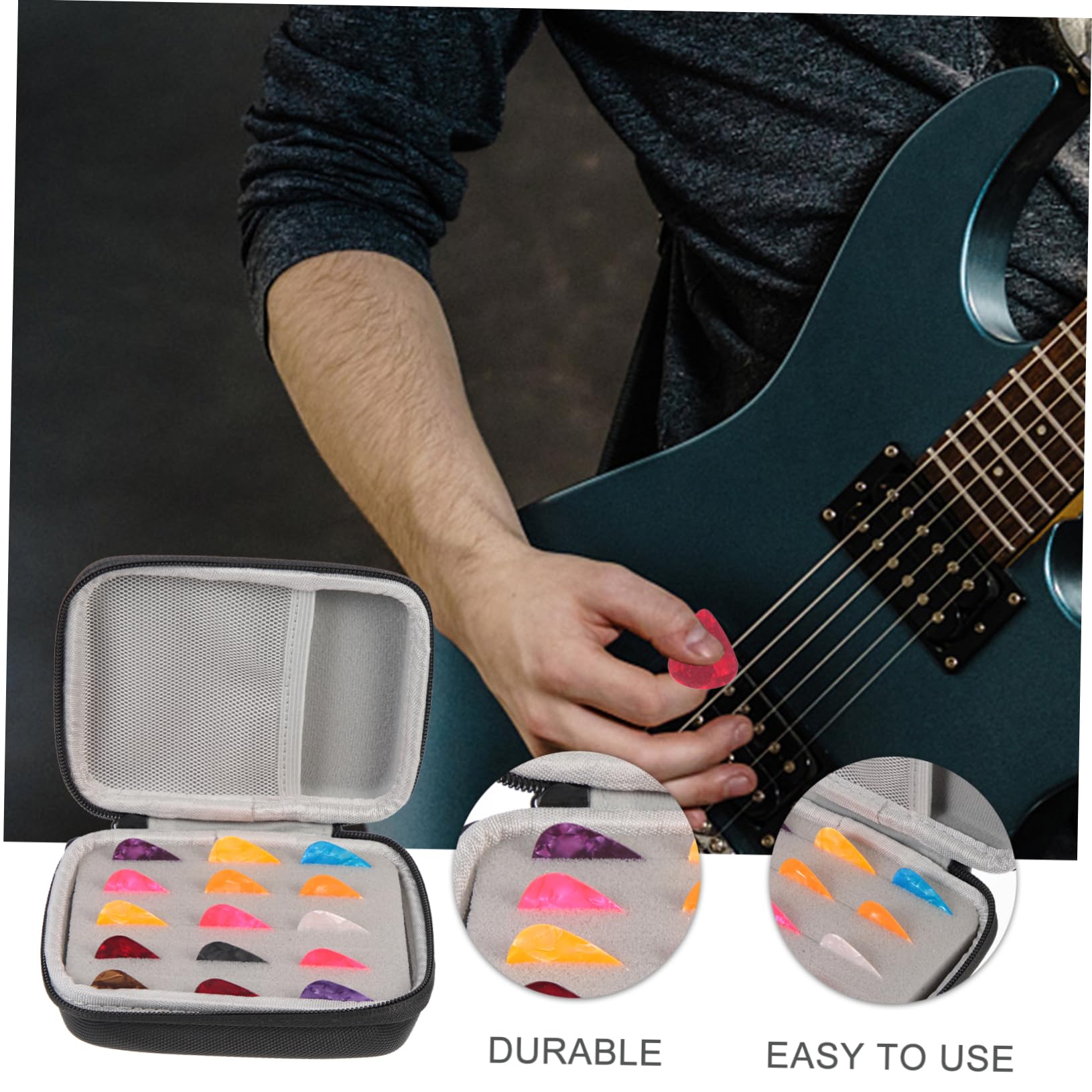 VICASKY 3 Juegos Recoger Bolsa de Almacenamiento púa portátil para Guitarra púas de Pulgar para Guitarra bajo puas Guitarra acústica púas Guitarra eléctrica Titular de Almacenamiento Eva