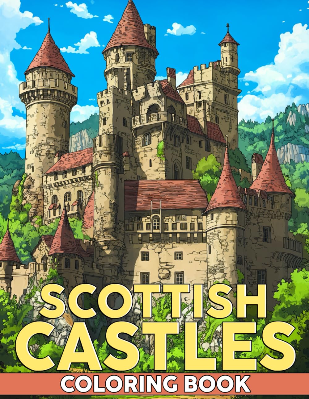Scottish Castles Coloring Book: Discover Enchanting Ruins Coloring Pages with Timeless Architecture and Ancient Fortresses Designs for Adults to Relax & Experience History